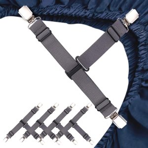 Correas para sábanas bajeras, 4 clips resistentes para sábanas que mantienen las sábanas en su lugar, tirantes para sábanas, clips para sábanas Correas para sábanas bajeras, 4 clips resistentes para sábanas que mantienen las sábanas en su lugar, tirantes para sábanas, clips para sábanas