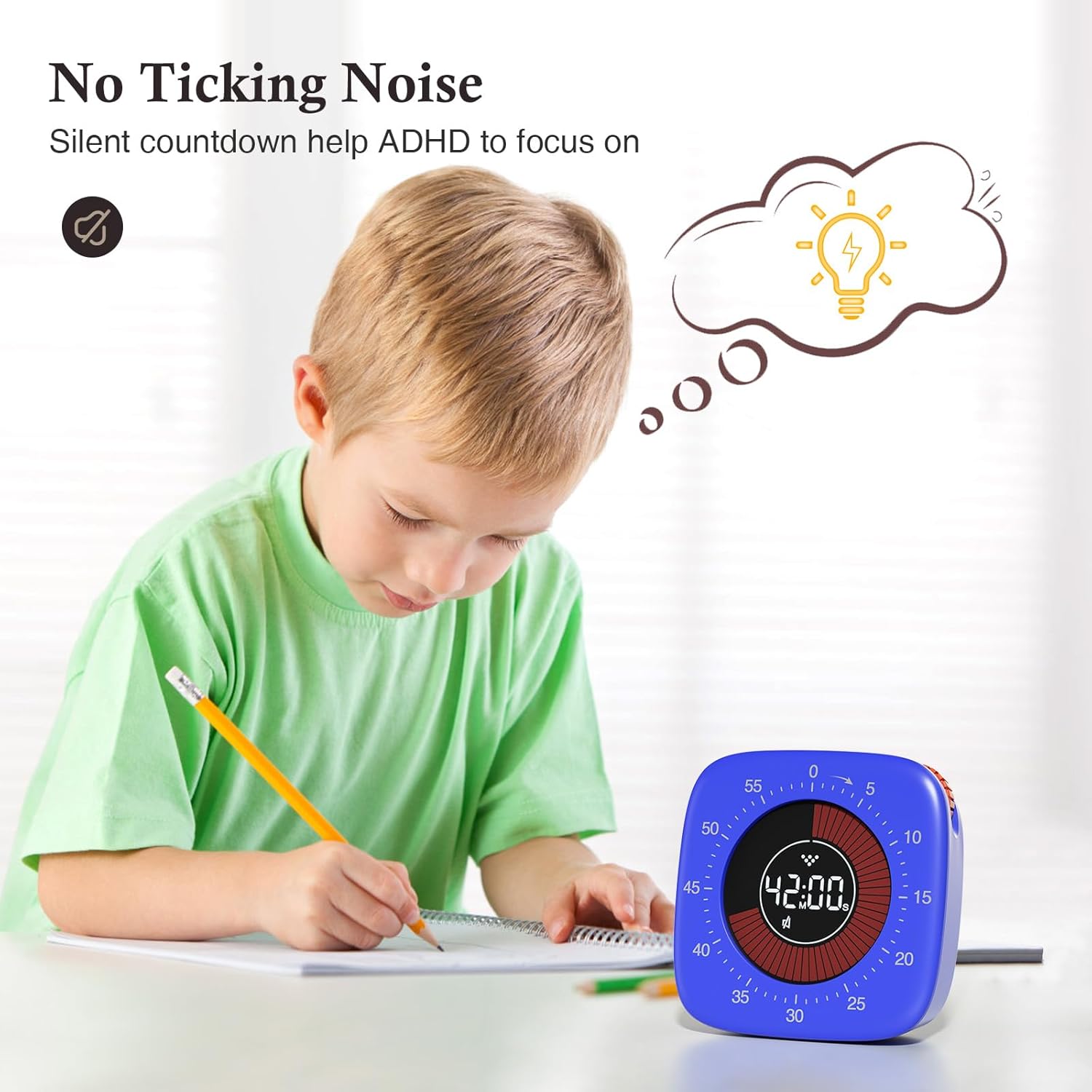 Shintrend Temporizador visual para niños recargable temporizador digital de cuenta regresiva de 60 minutos, temporizadores silenciosos para escuela,