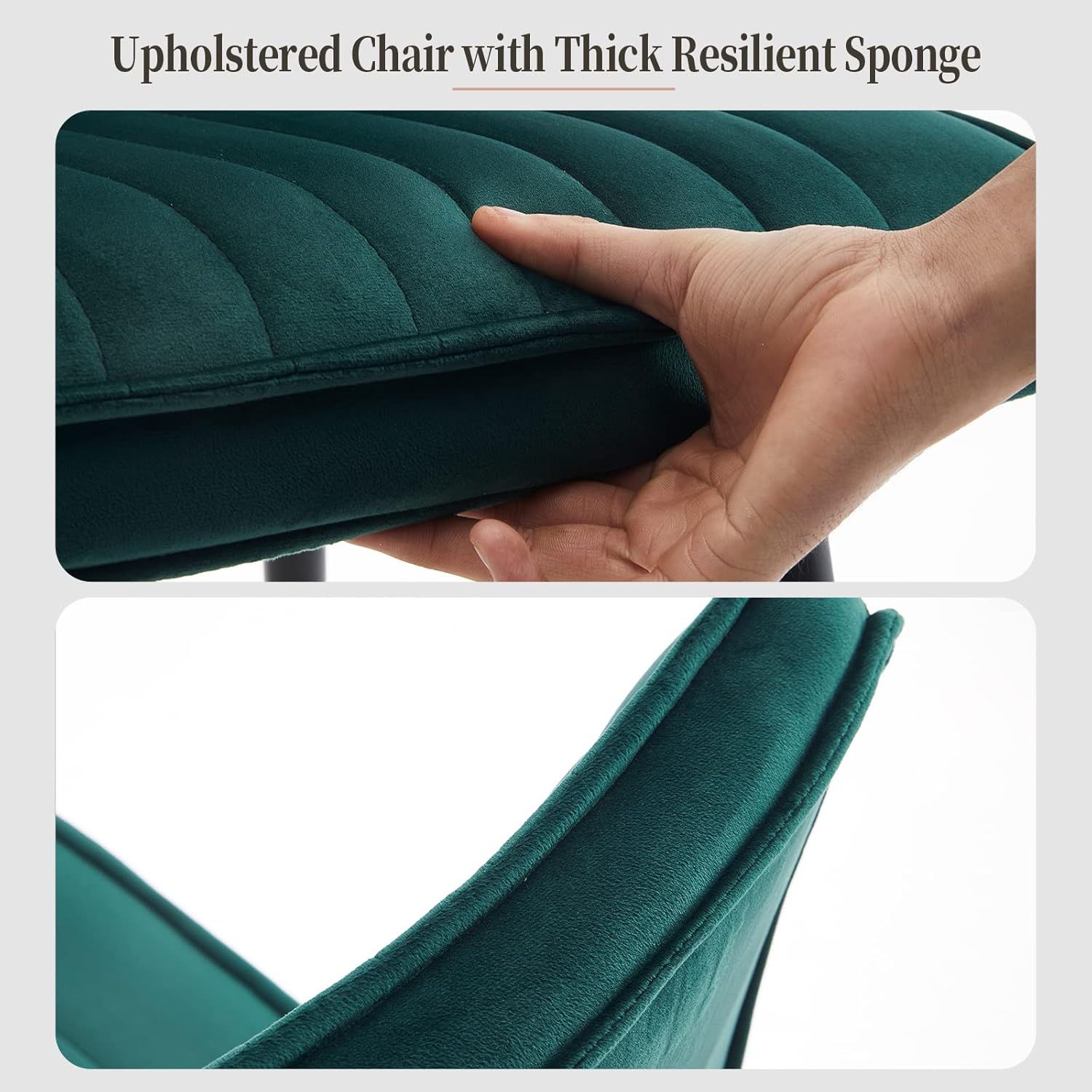 TUKAILAi Juego de 4 sillas de comedor de terciopelo, sillas de cocina tapizadas con respaldo y patas de metal fuertes, silla de ocio para sala de