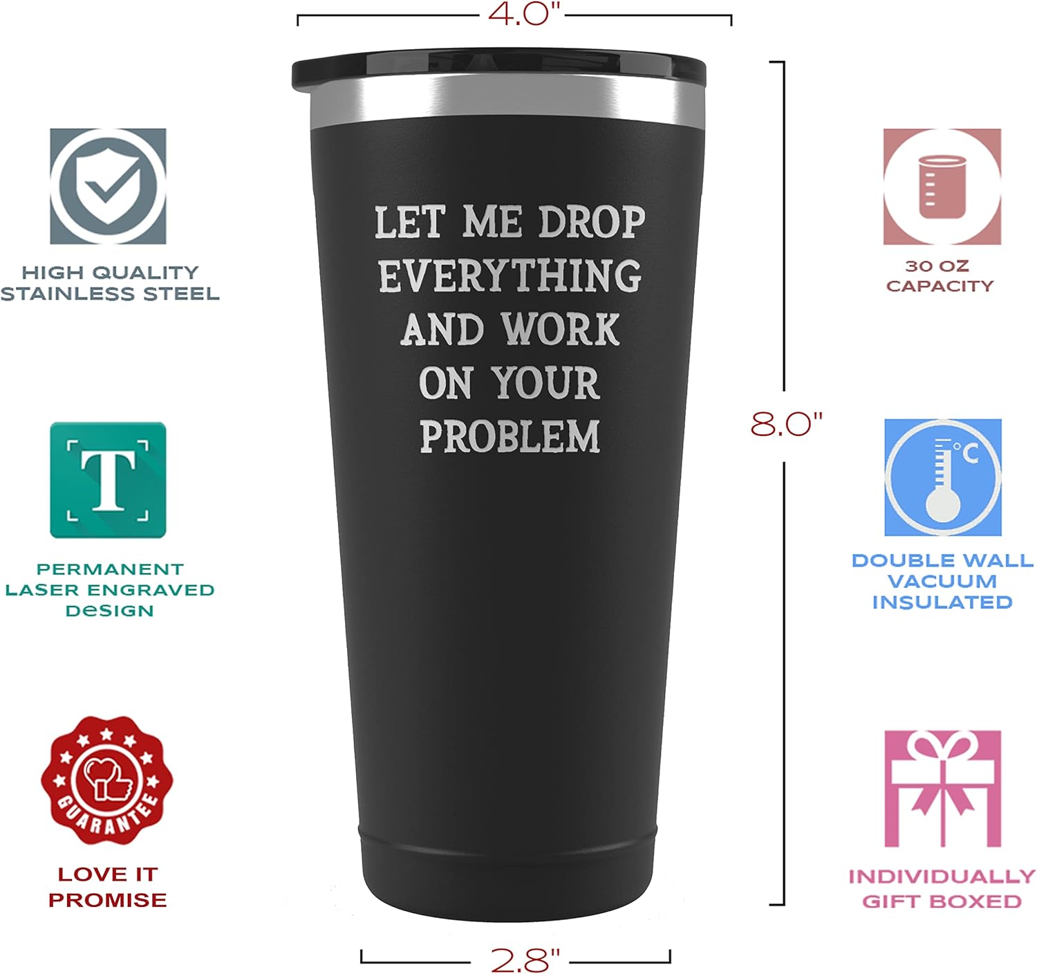 Sodilly Funny Tumblers for Men – Let Me Drop Everything – Stainless Steel Tumbler with Lid – Gag Gifts for Men Women Coworkers Boss – Birthday