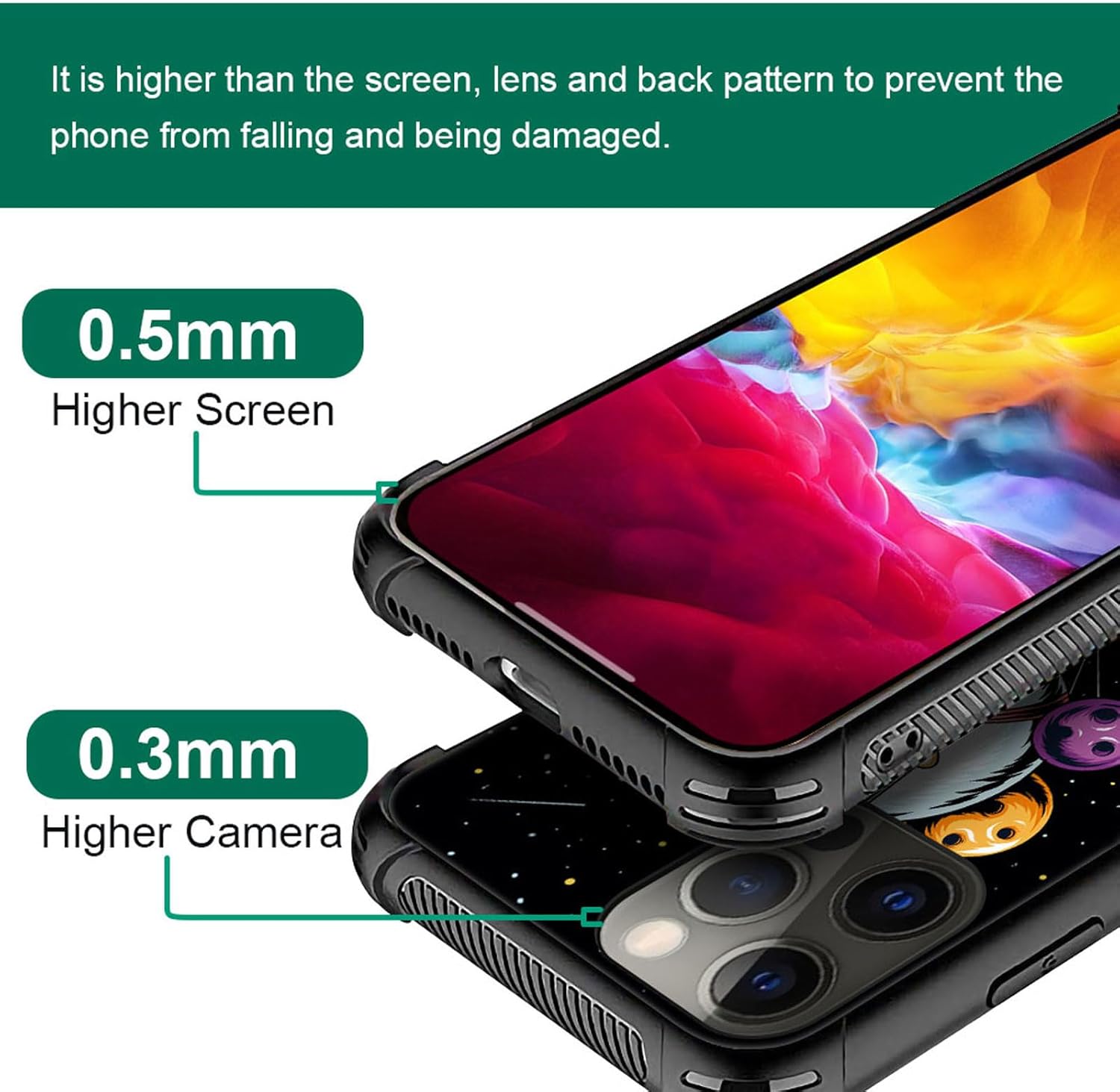 ZHEGAILIAN Funda compatible con iPhone 15 Pro Max, funda de astronauta sosteniendo un planeta de globo, parte trasera de vidrio templado + funda