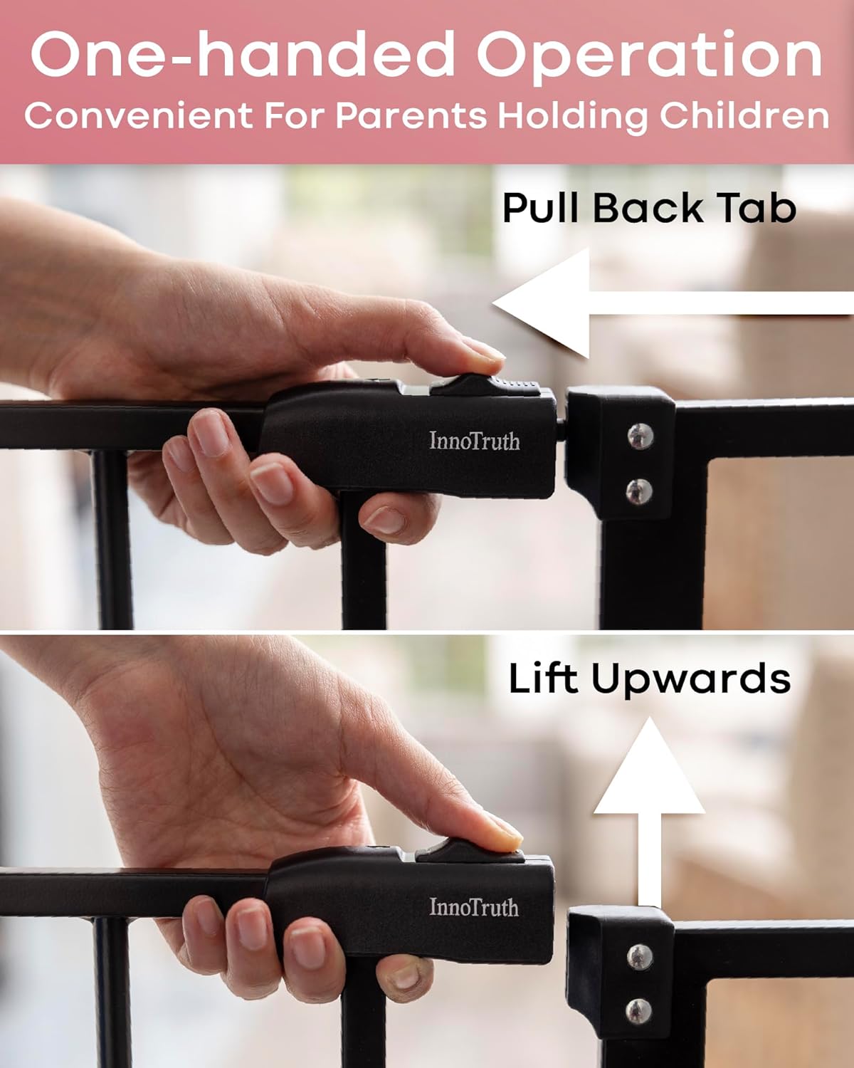 InnoTruth Puerta para bebés de 28.9 a 42.1 pulgadas de ancho para escaleras, puertas para perros de 30 pulgadas de alto para puertas ampliables con