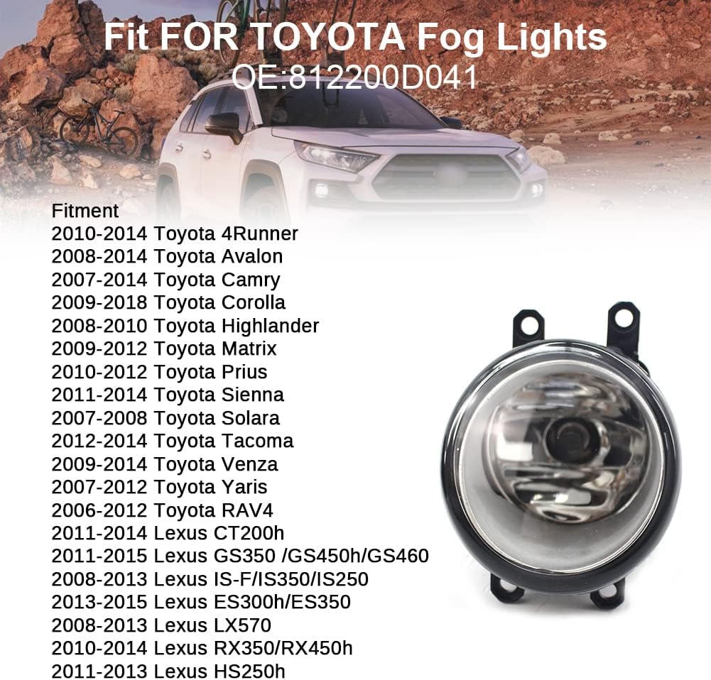 VISVIC Lente LED antiniebla de repuesto para Rav4 Yaris Solara Camry Avalon Highlander Corolla Matrix Venza Prius Lexus RX350 RX450h GS350 GS450h