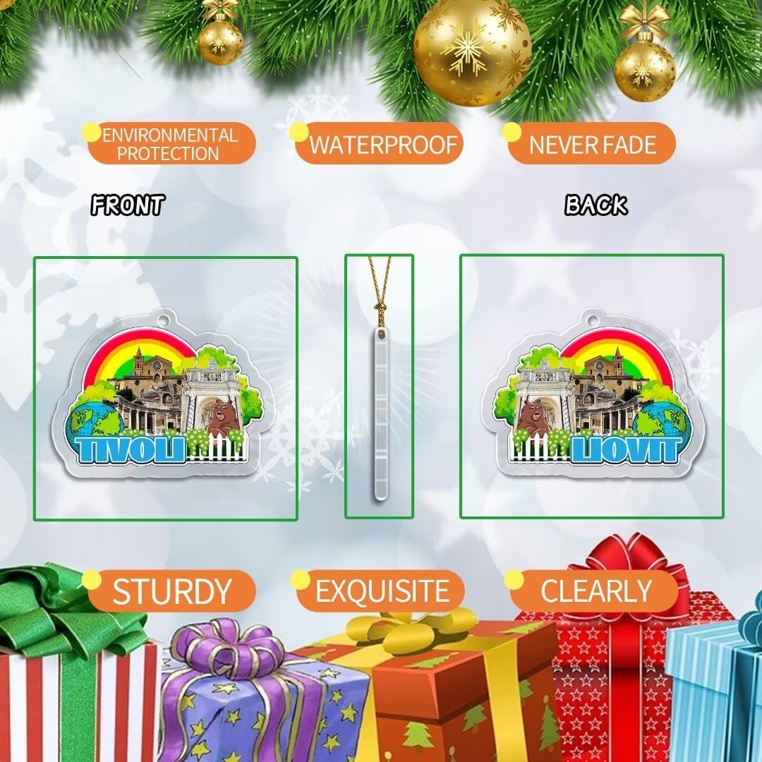 Tivoli Lazio – Adorno de Navidad de acrílico transparente de doble cara para decoración de árbol, colgante de recuerdo de viaje, colección
