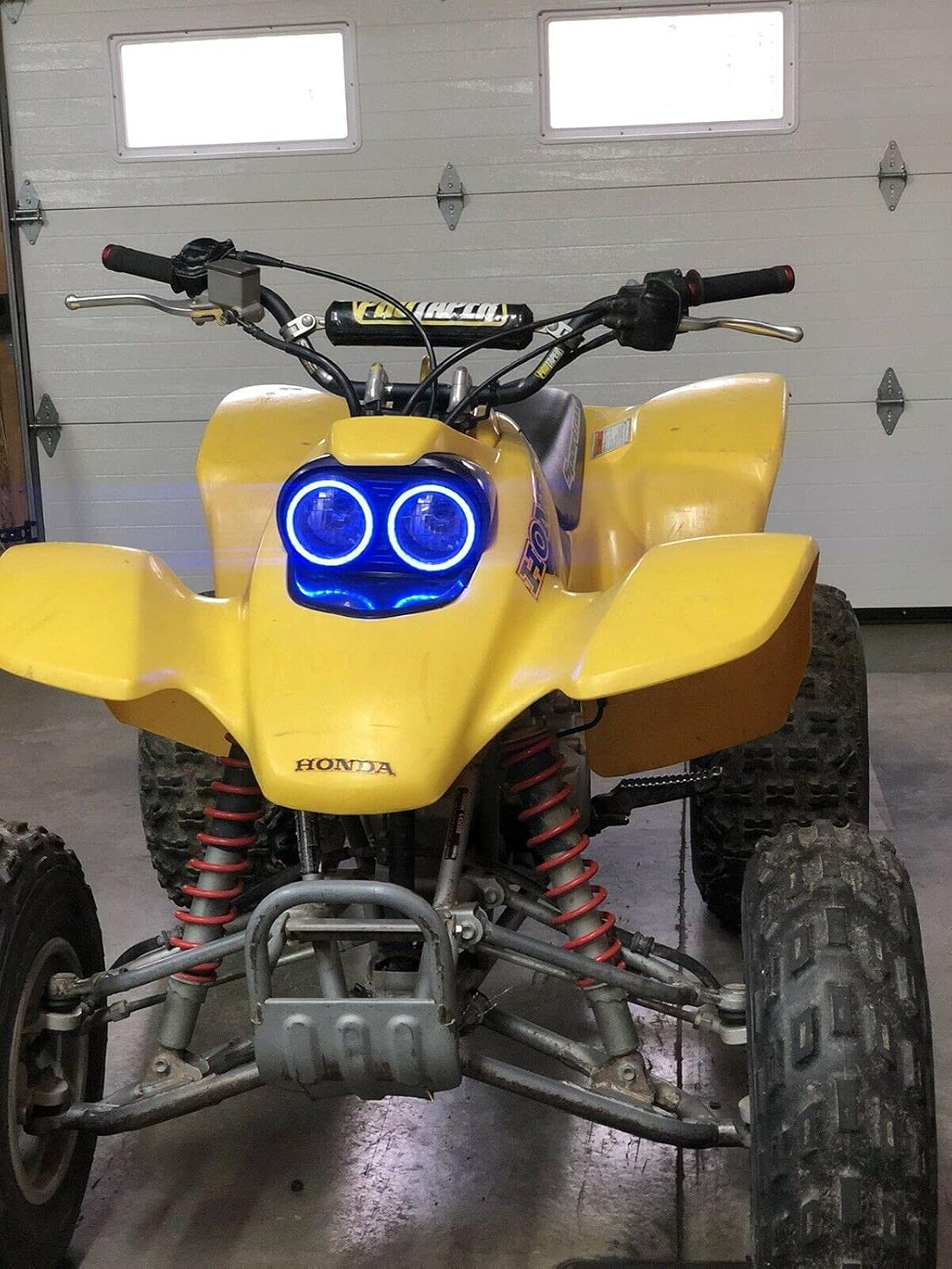 Compatible con 2 aros delanteros LED con halo para faros delanteros de ojo de ángel para Honda TRX400EX 1999-2004