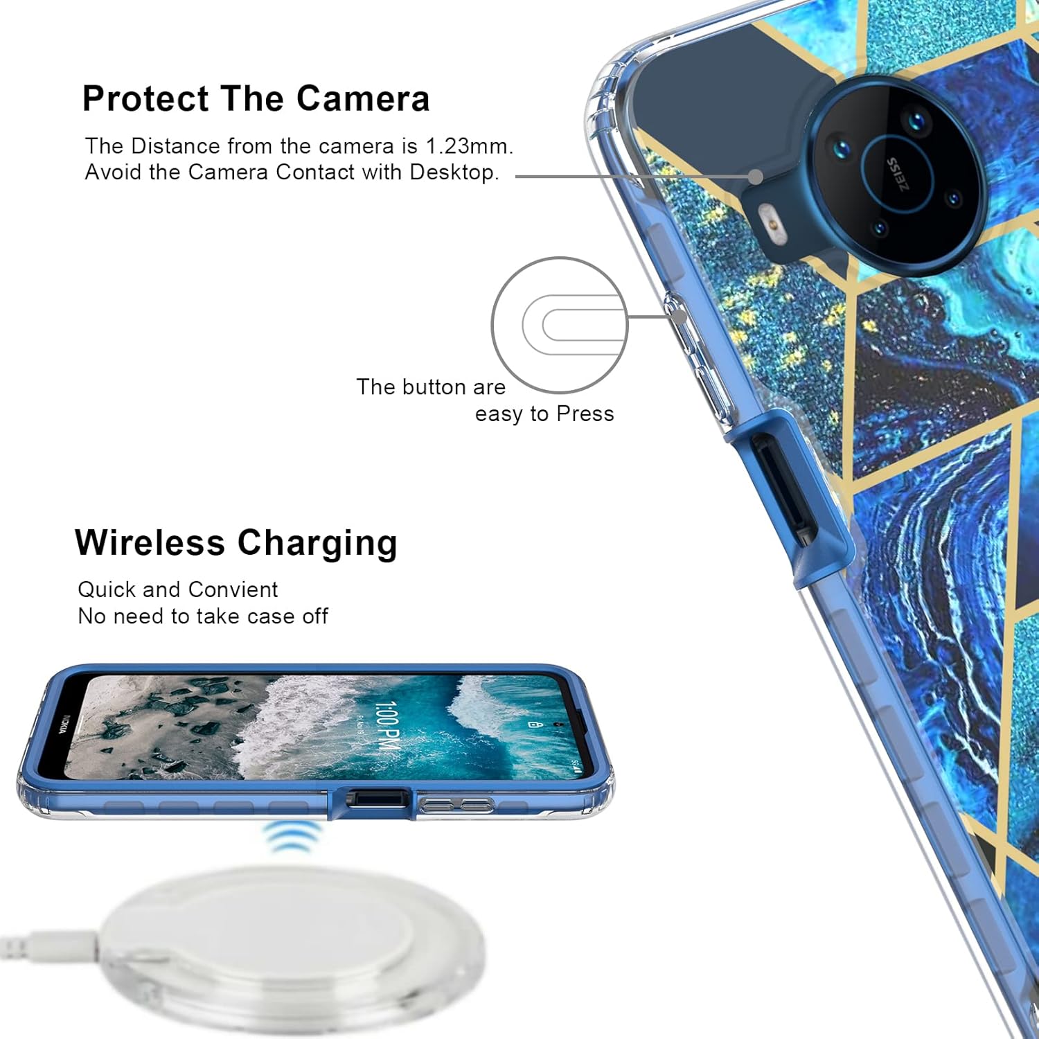 Jeylly Funda para Nokia X100 con protector de pantalla de vidrio templado, marco frontal duro de cuerpo completo y funda protectora de silicona