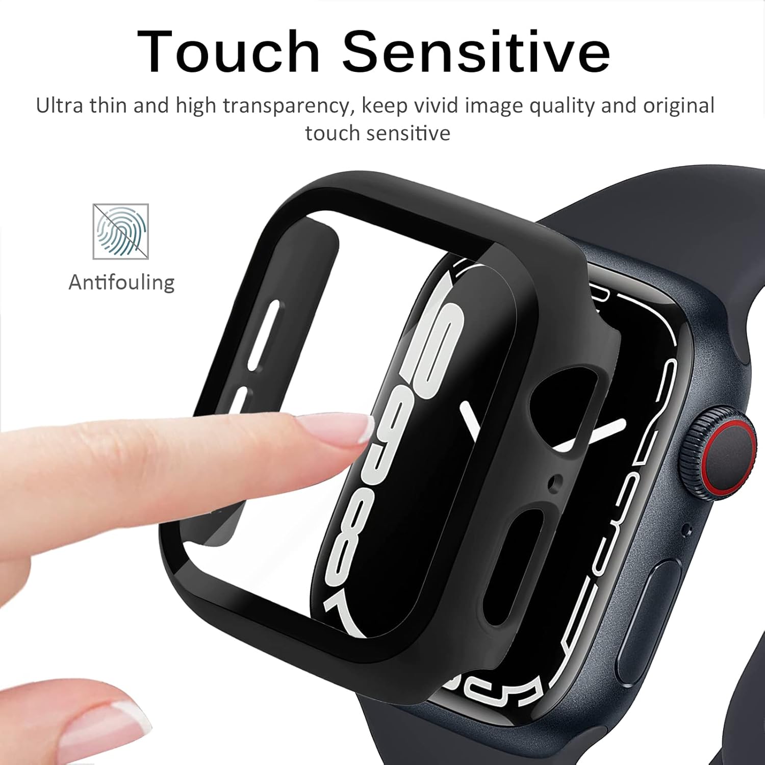 Miimall Funda compatible con Apple Watch Series 8 de 1.614 pulgadas con protector de pantalla antiarañazos, a prueba de golpes, policarbonato duro y