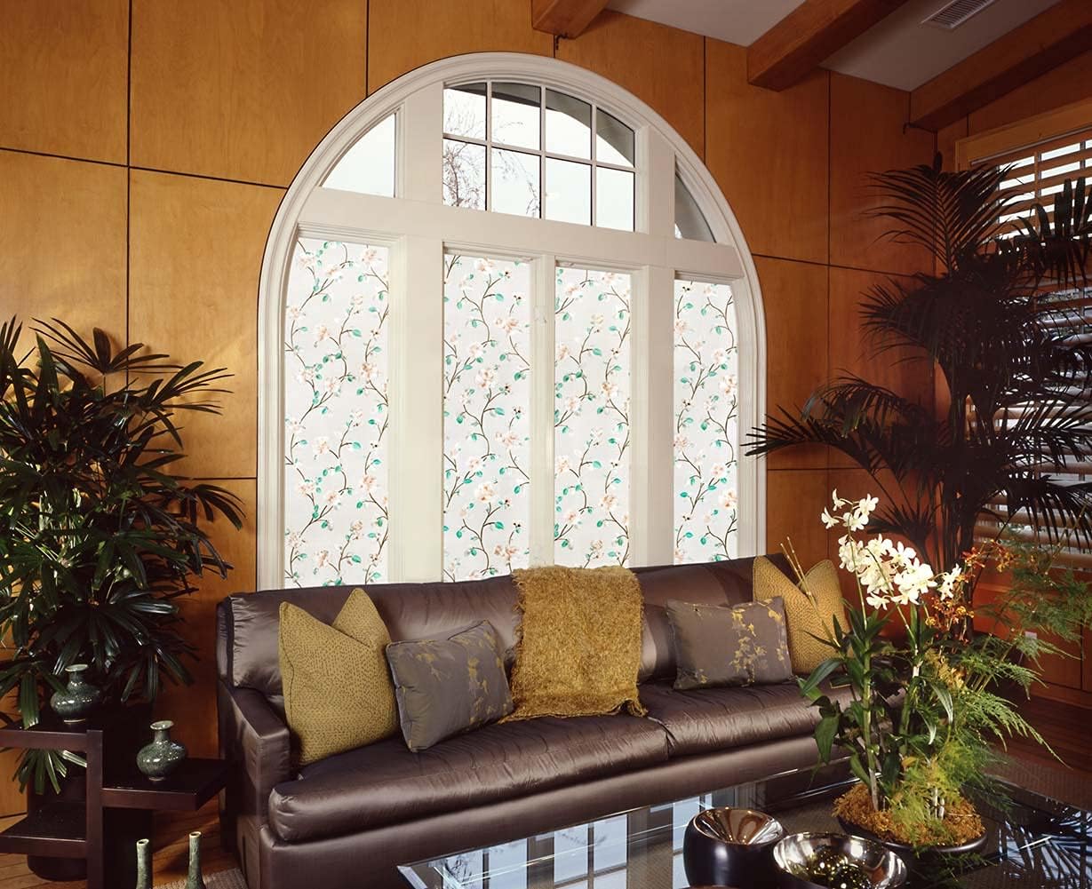 VSUDO Película decorativa de privacidad para ventana, película decorativa para vitrales, película para tintar ventanas esmeriladas para el hogar,