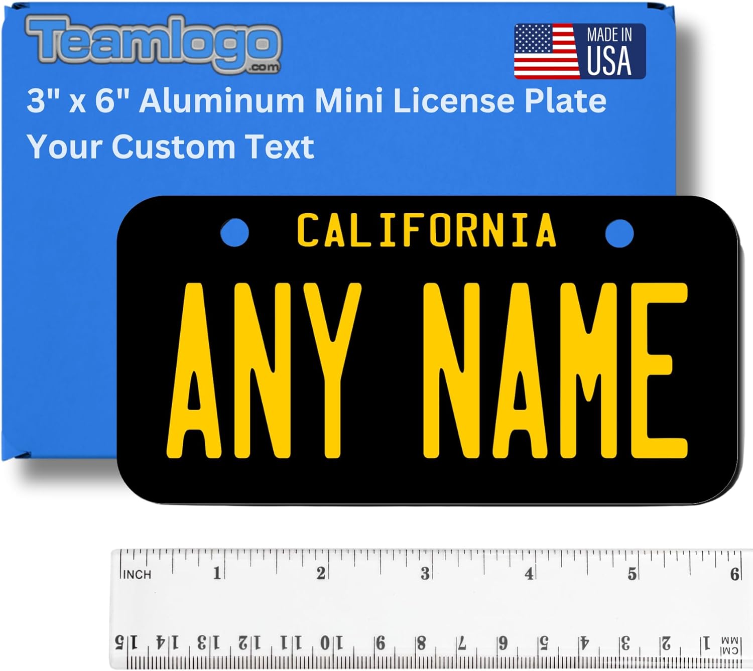 Mini placa de matrícula personalizada de California, tamaño 3 x 6 pulgadas, de aluminio (pulgadas), añade tu nombre, texto o números. Gran tamaño