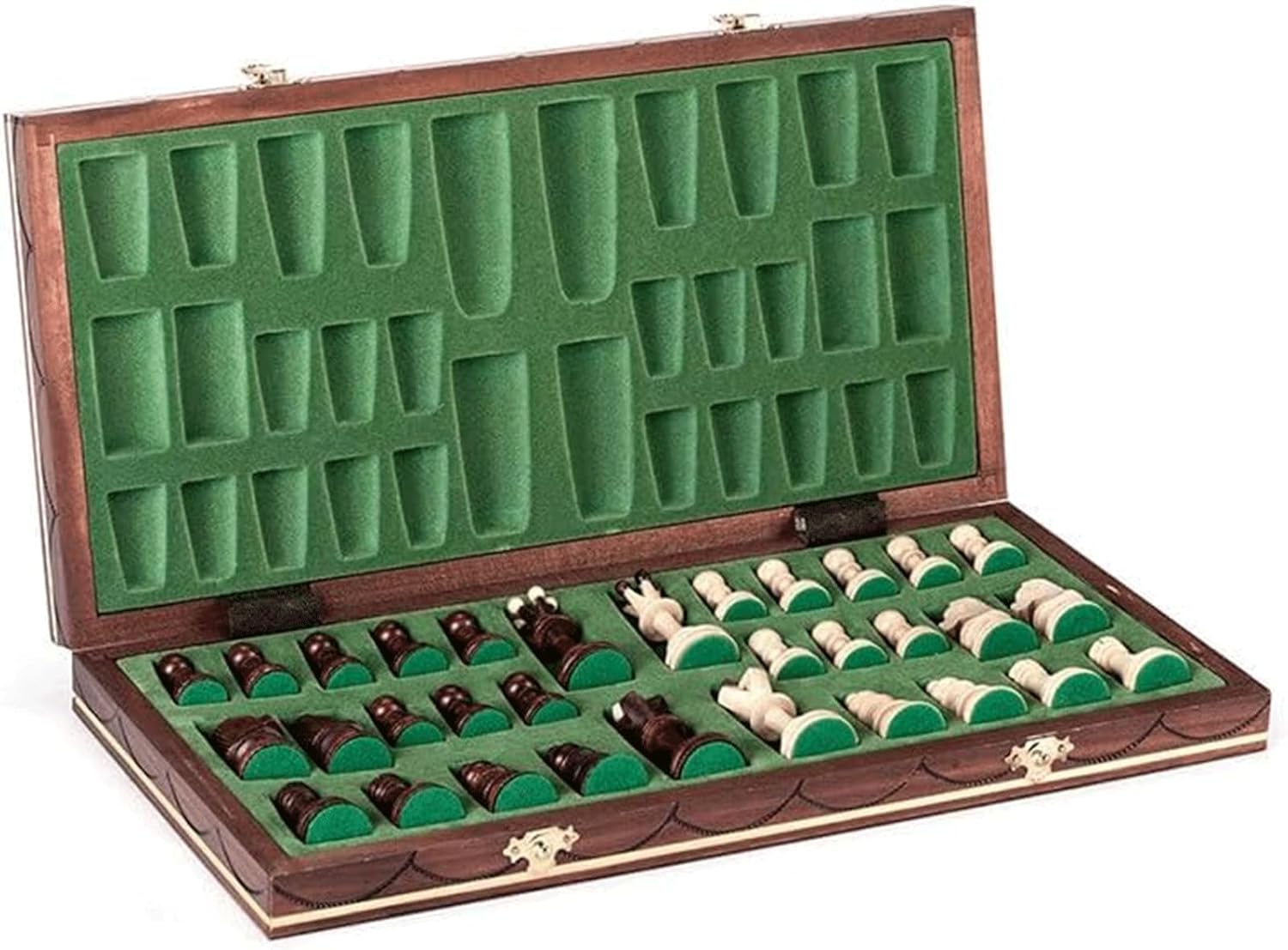GAENZA Nuevo juego de ajedrez profesional, juego de ajedrez de madera plegable con piezas de ajedrez y ranuras de almacenamiento, juegos de mesa
