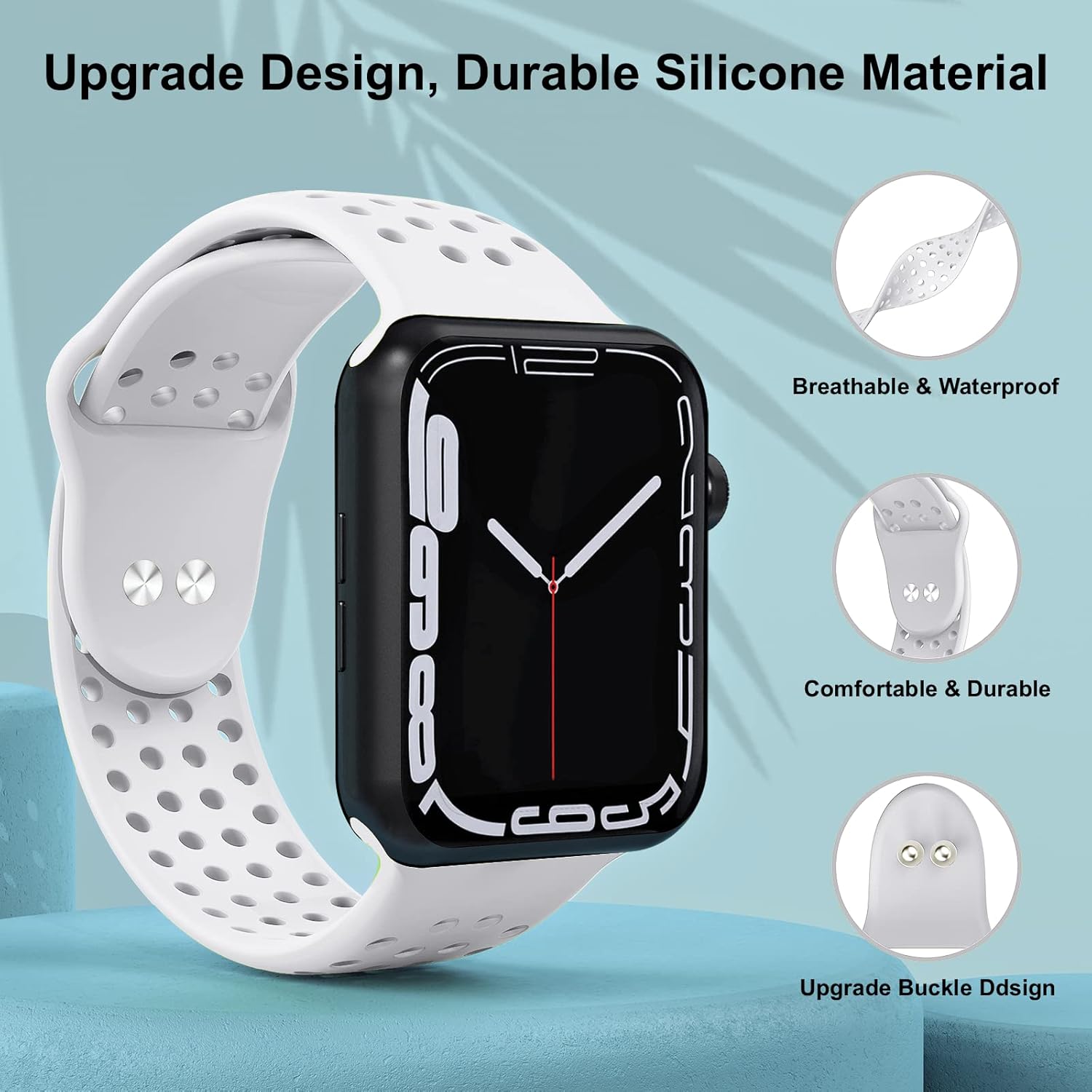 Toutouzhang Correas de silicona deportivas compatibles con Apple Watch Band SE Series 987654321Ultra de 1.496 in, 1.575 in, 1.614 in, 1.654 in,