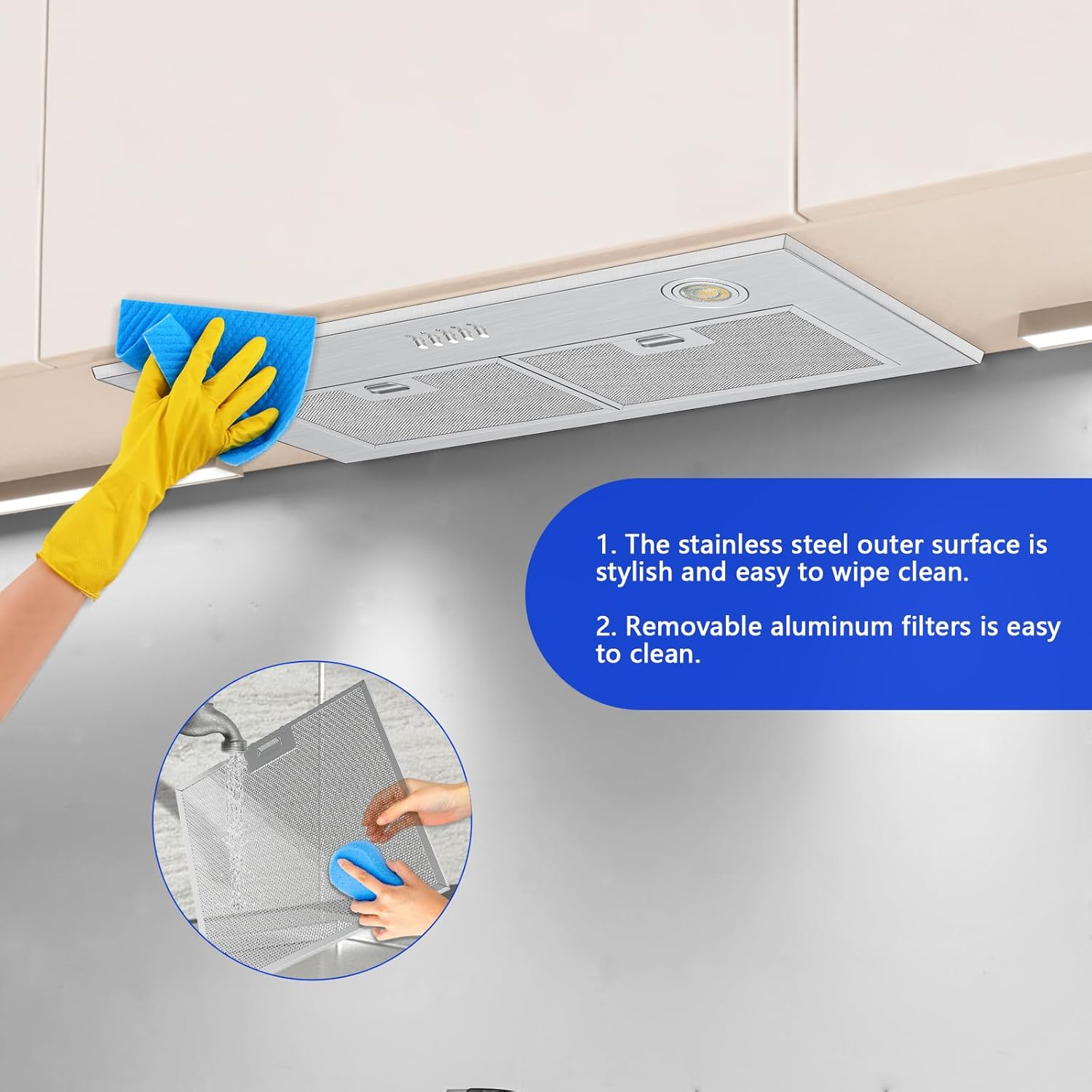Inserto de campana de cocina de 30 pulgadas con 750 CFM, inserto convertible de campana de ventilación de cocina con conductos y sin conductos