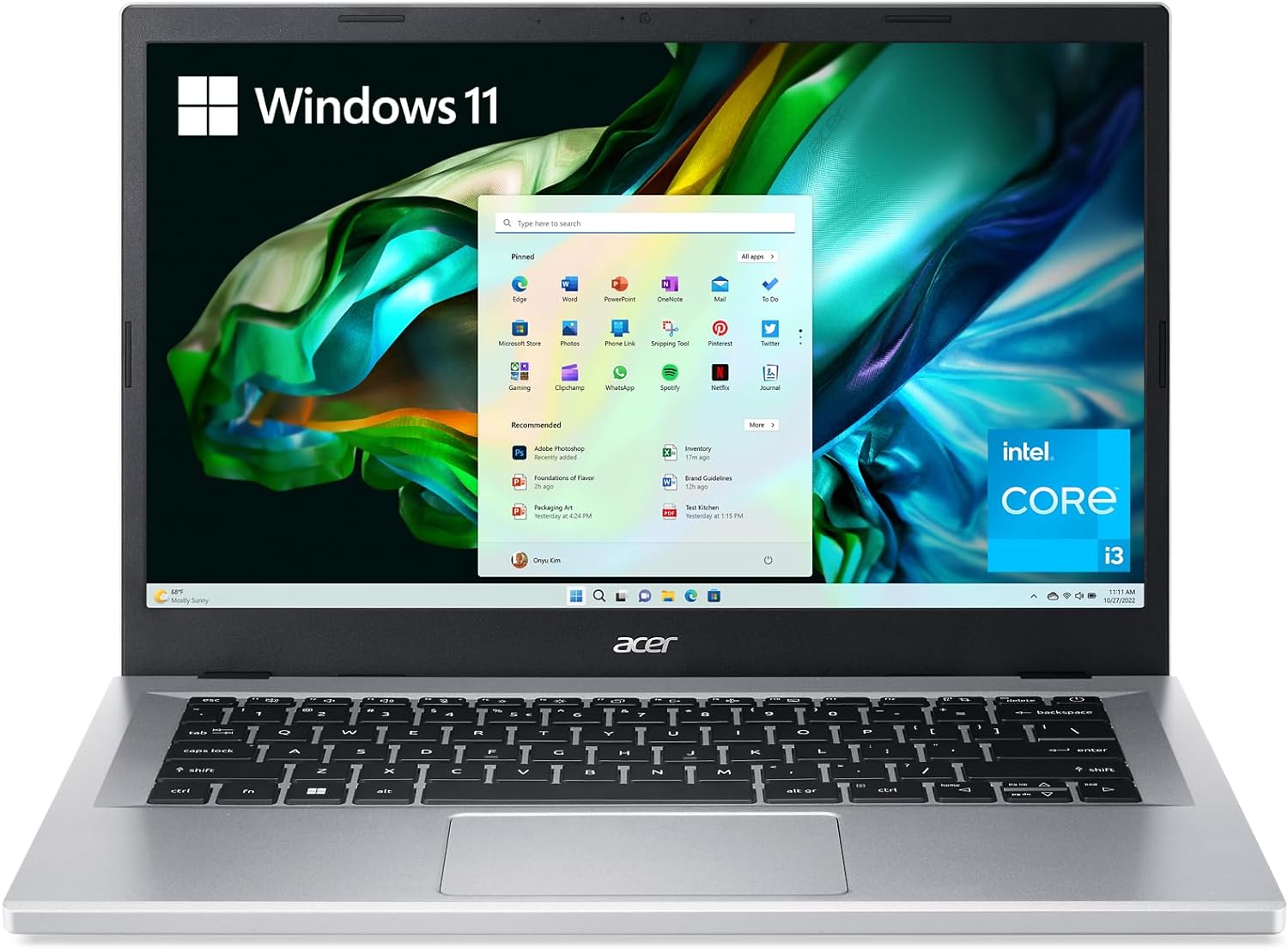 Acer Aspire 3 A314-36P-35UU – Laptop delgada, pantalla IPS Full HD de 14.0 pulgadas, procesador Intel Core i3-N305, gráficos Intel UHD, LPDDR5 de 8