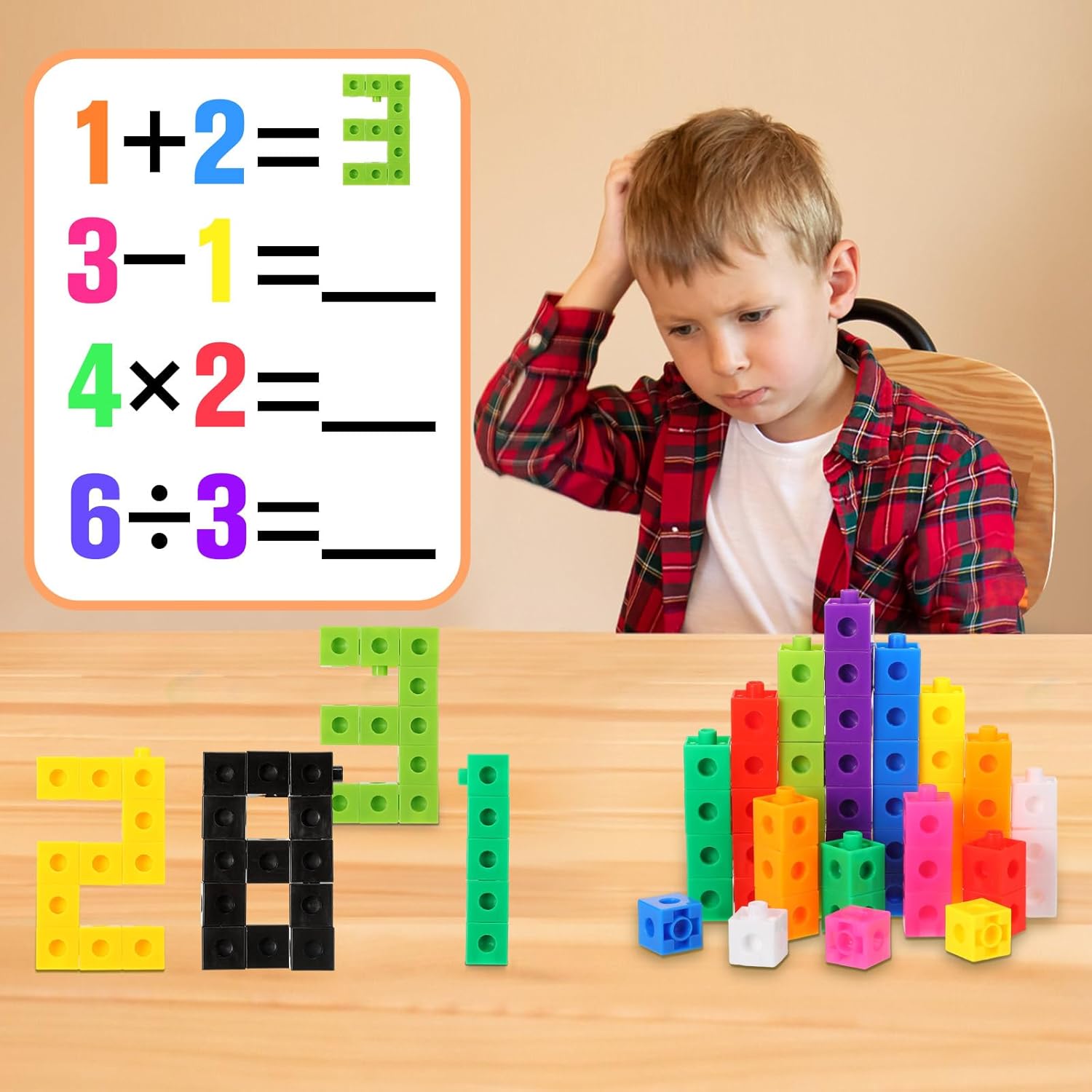 600 cubos de matemáticas educativos, juguetes de conteo de matemáticas, cubos de conteo, bloques de conteo para habilidades matemáticas tempranas,