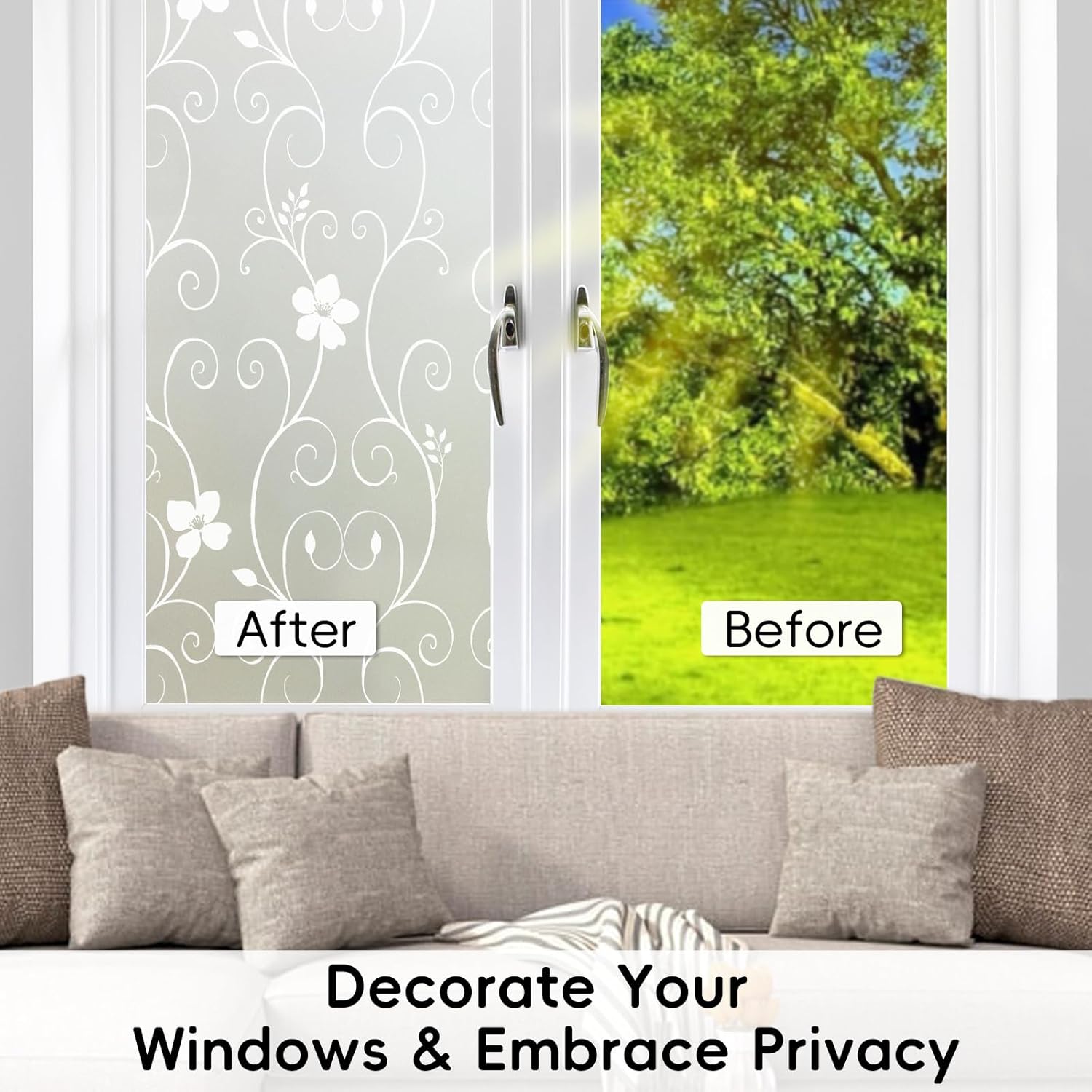 DUOFIRE Película de privacidad para ventana, película de vidrio esmerilado, película de vidrio estático, sin pegamento, anti-UV, adhesivo para