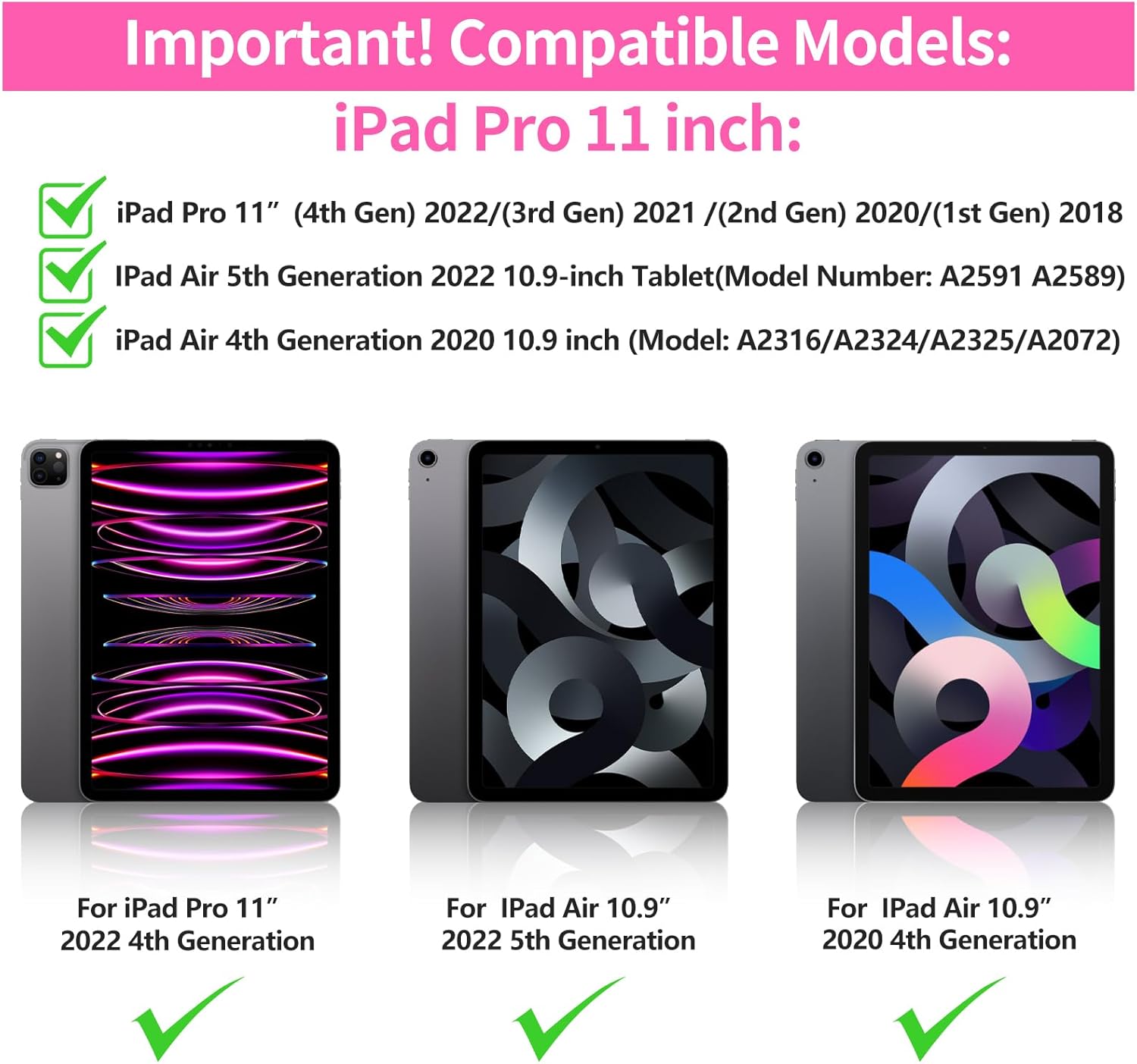 JAKPAK Funda para iPad Air de 5 generación para niños, iPad Pro de 11 pulgadas con protector de pantalla y correa de hombro para niñas, funda de