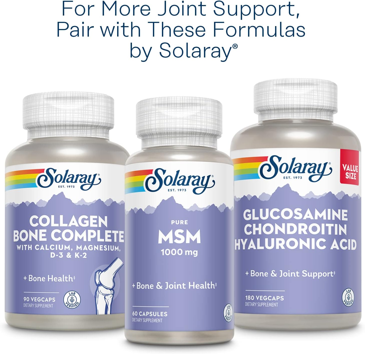 SOLARAY Sulfato de glucosamina de 1500 mg, suplemento de apoyo saludable para las articulaciones, potente fórmula de tejido conectivo y salud