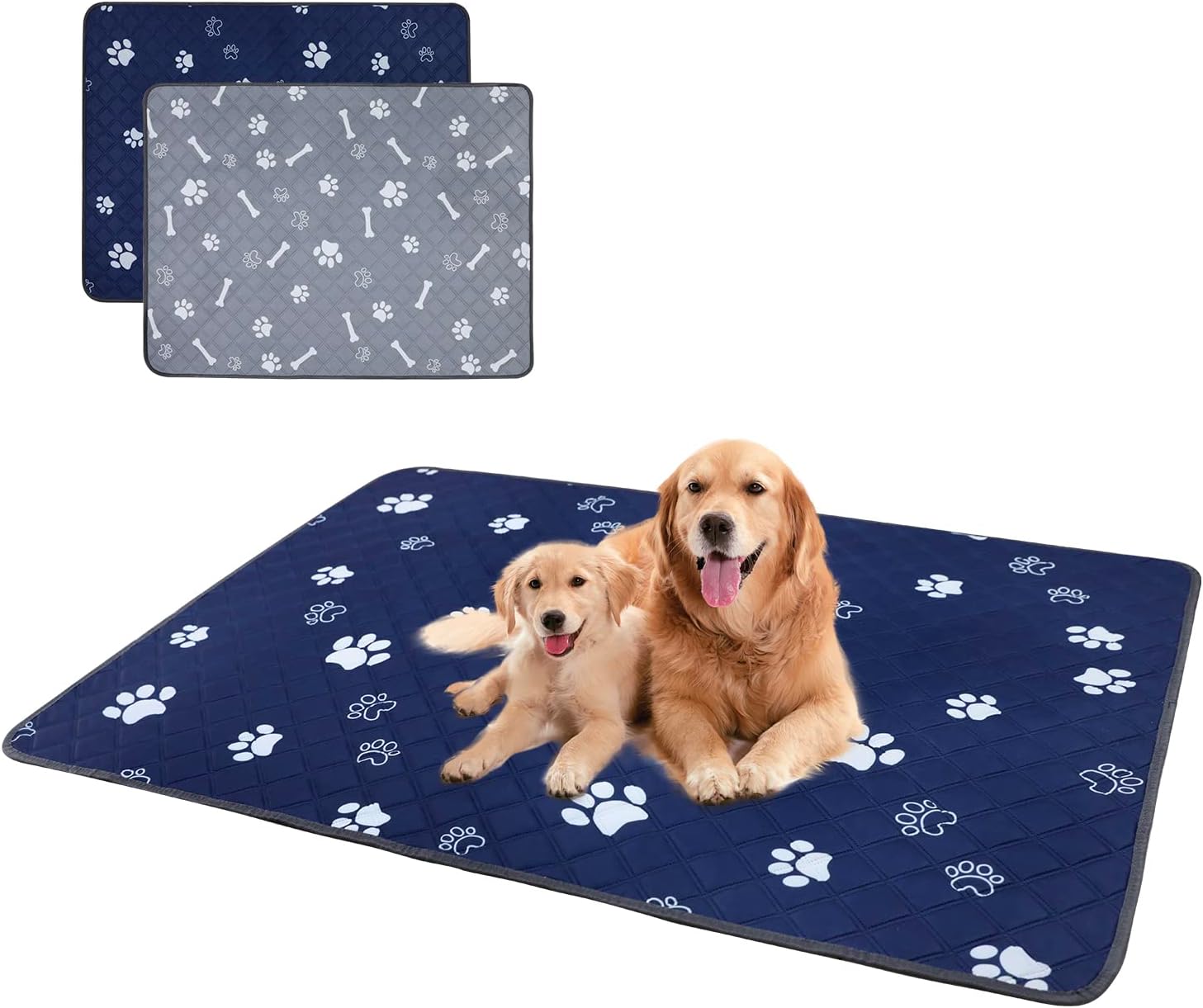 Almohadillas lavables para orina para perros, paquete de 2, almohadillas reutilizables de 36 x 48 pulgadas para entrenamiento de cachorros con gran