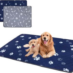 Almohadillas lavables para orina para perros, paquete de 2, almohadillas reutilizables de 36 x 48 pulgadas para entrenamiento de cachorros con gran Almohadillas lavables para orina para perros, paquete de 2, almohadillas reutilizables de 36 x 48 pulgadas para entrenamiento de cachorros con gran