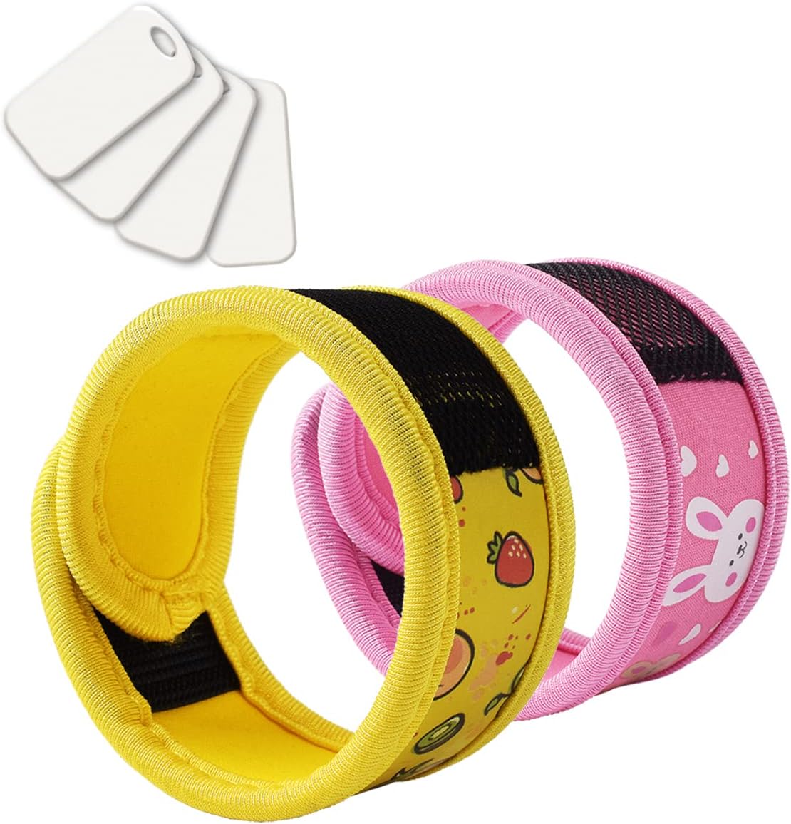 Paquete de 2 pulseras de mosquitos con 4 repuestos de aceites esenciales, pulseras impermeables para niños y adultos, cierre natural sin Deet,