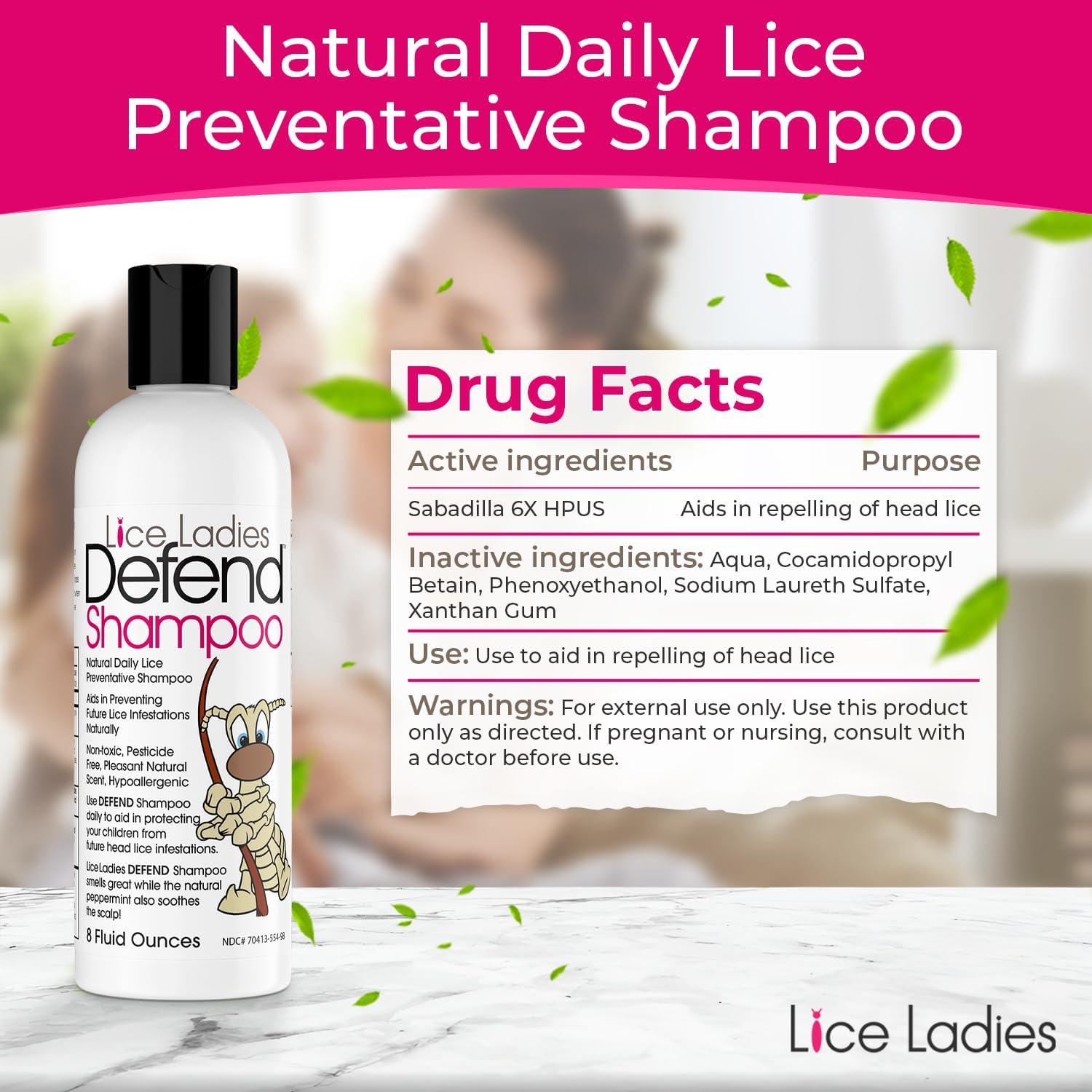 Defend Shampoo  Daily Shampoo Treatment, Non-Toxic, Homeopathic Formulation, Natural Treatment Shampoo, Hypoallergenic  8 OZ Bottle
