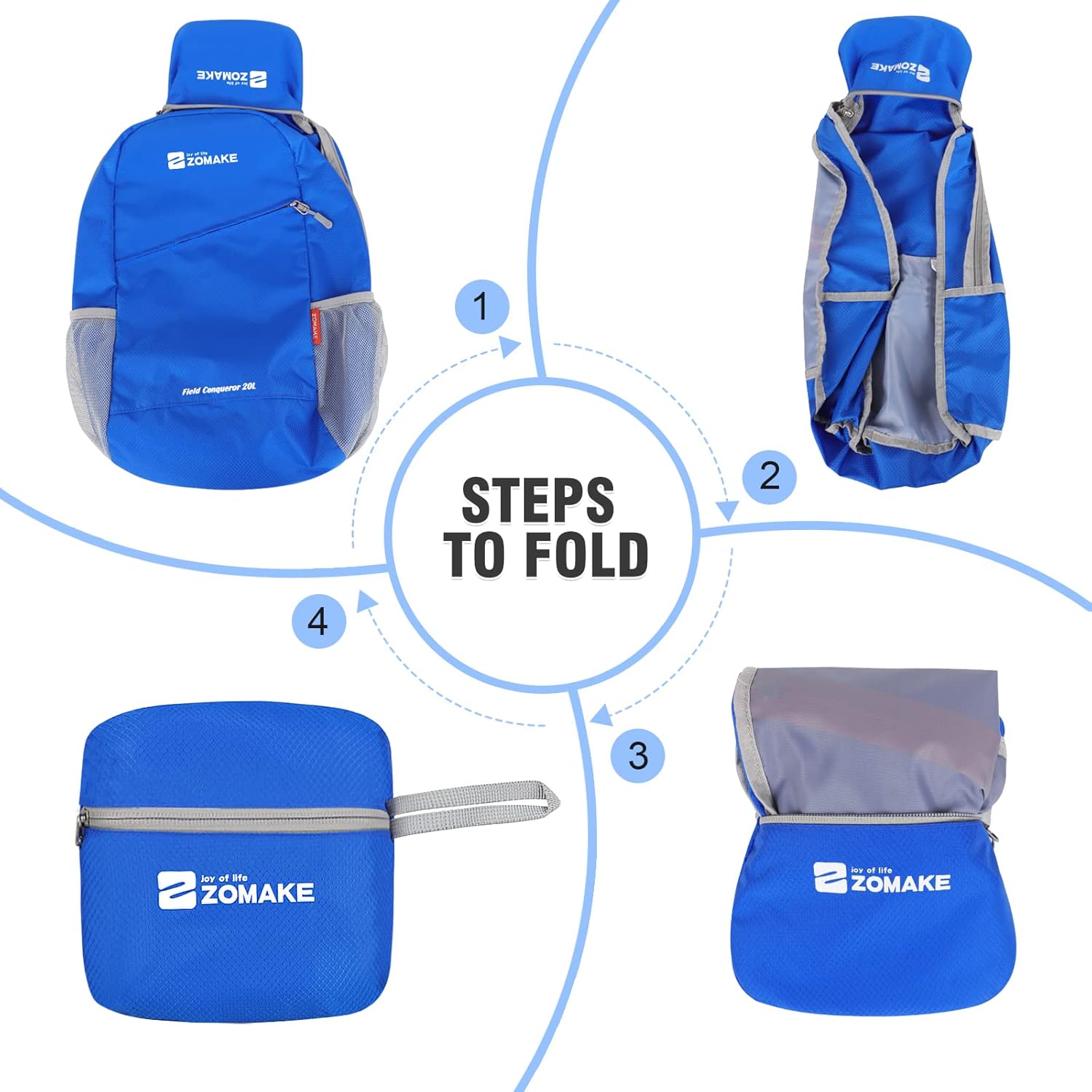 Zomake – Mochila de senderismo ligera resistente al agua, mochila plegable de 20 litros, pequeña para viajes, mochila plegable