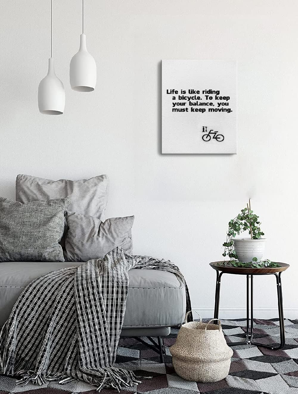 Arte de pared inspirador para la decoración de la oficina en el hogar, la vida es como andar en bicicleta, lienzo blanco y negro, póster positivo