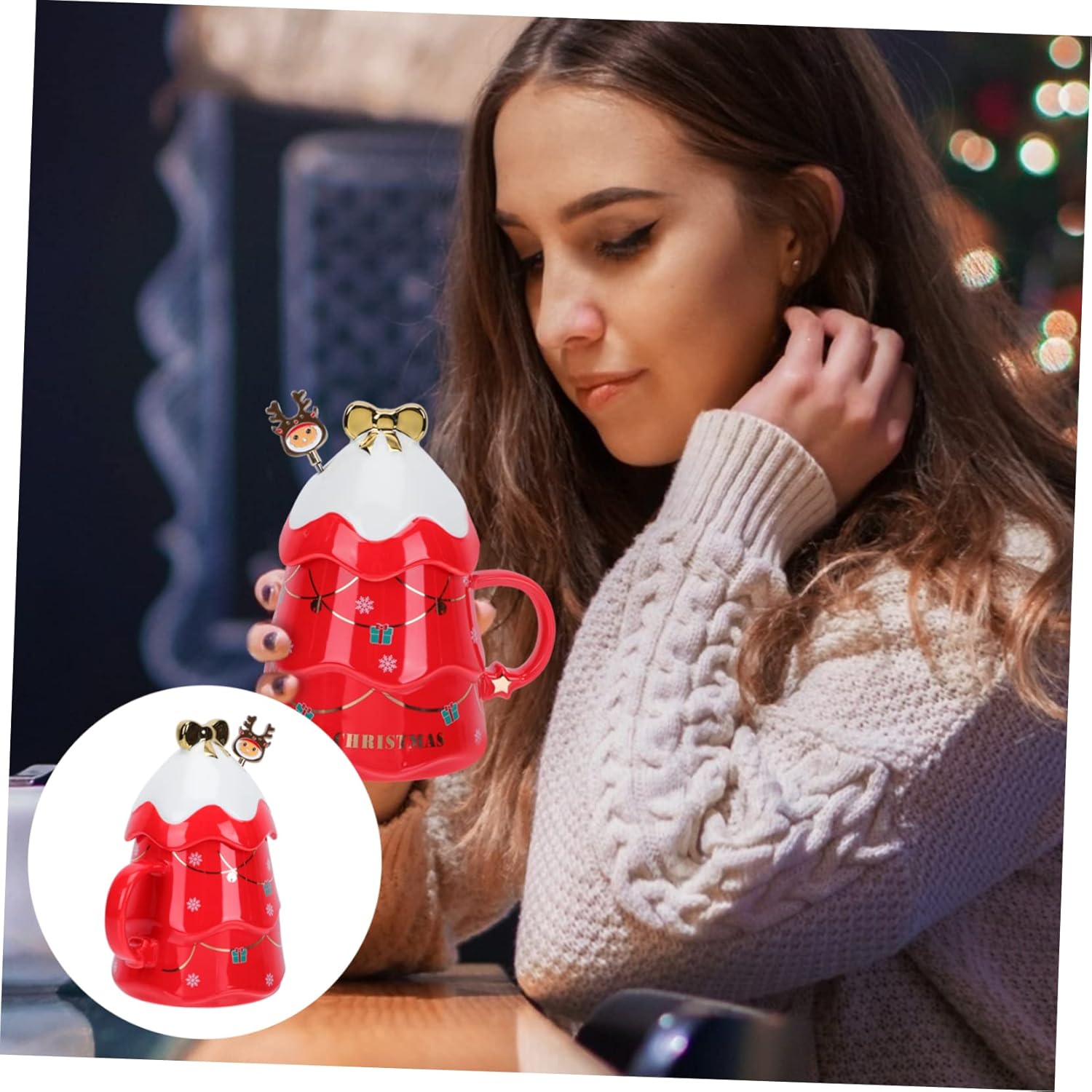 BESTOYARD 2 juegos de tazas de Navidad retro Latte Cup Cartoon Holiday Cup Retro Ceramic Mug Christmas Drink Cup Christmas Mug Christmas Mug with