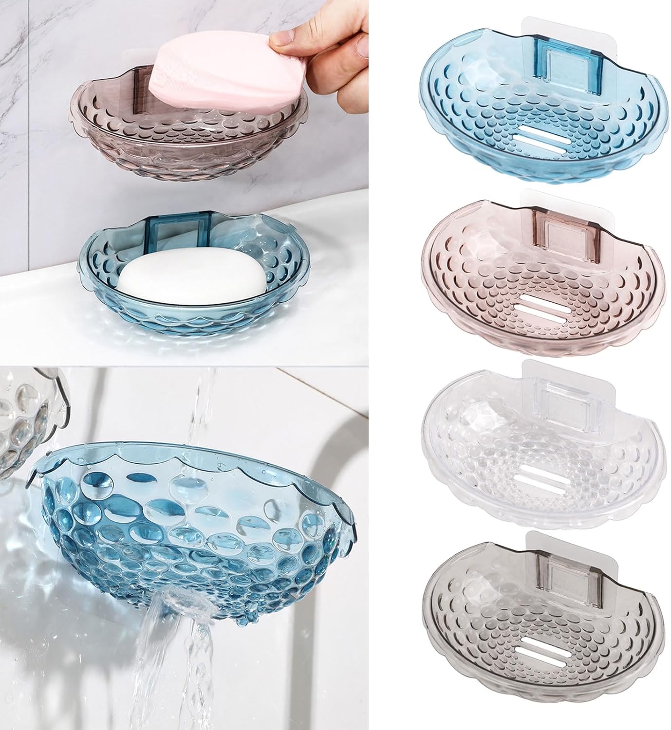 Jabonera sin perforación, soporte para jabón montado en la pared, esponja para jabón, accesorios de baño, platos de jabón autoadhesivos, decoración