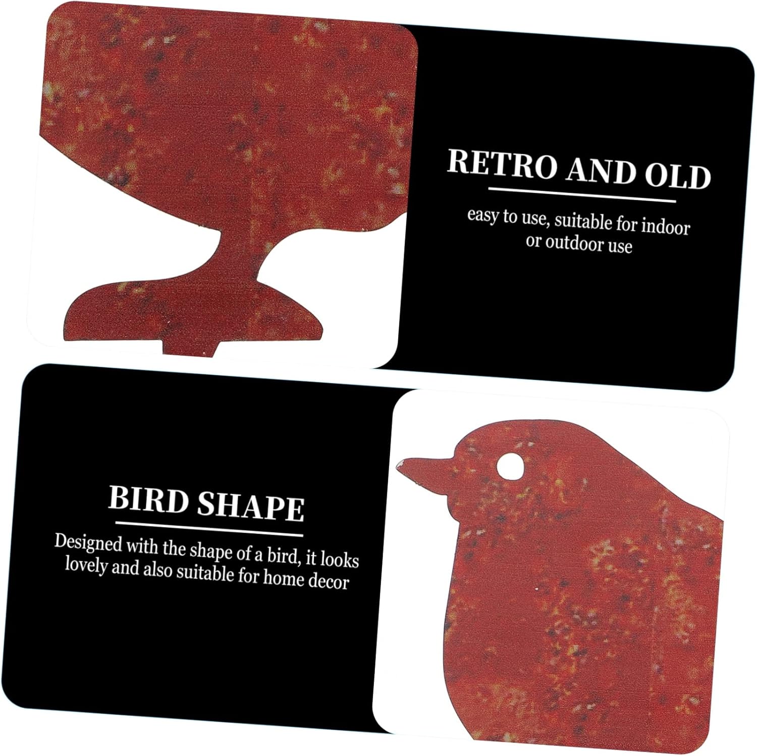 Yardwe Tarjeta de pájaro de hojalata decorativa hoja de hierro el pájaro