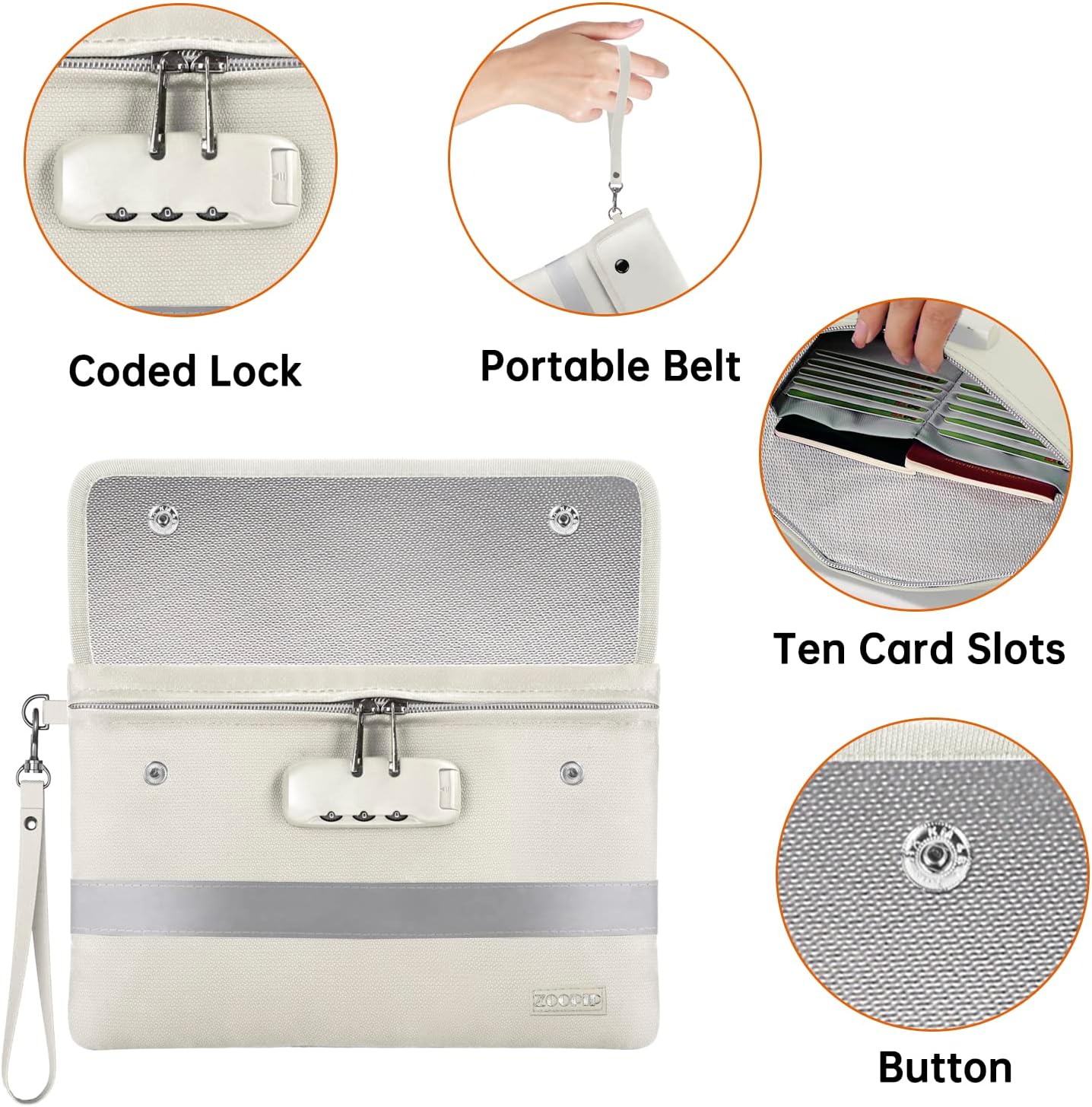Bolsa de dinero ignífuga con cerradura, bolsa impermeable con aislamiento térmico de 5200 F, (11 x 7 pulgadas), 8 capas de materiales funcionales,