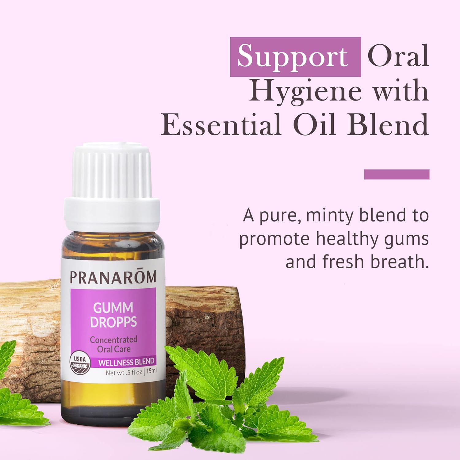 Pranarom – Gumm Dropps Aceite esencial para la salud de los dientes y las encías, enjuague bucal natural para el cuidado bucal, aceites esenciales