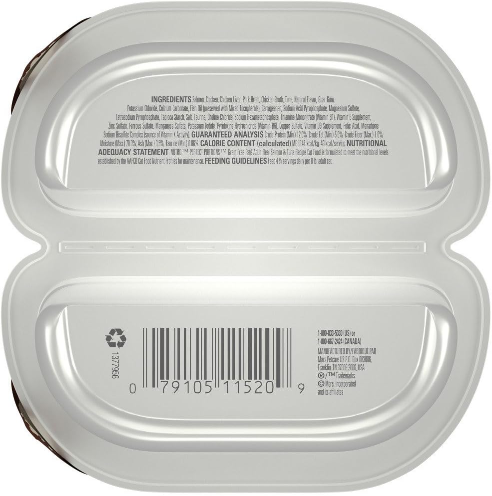 Nutro 50411520 – Alimento para gatos de salmón y atún suave, sin granos, 24Ea2.65oz, porciones perfectas, talla única