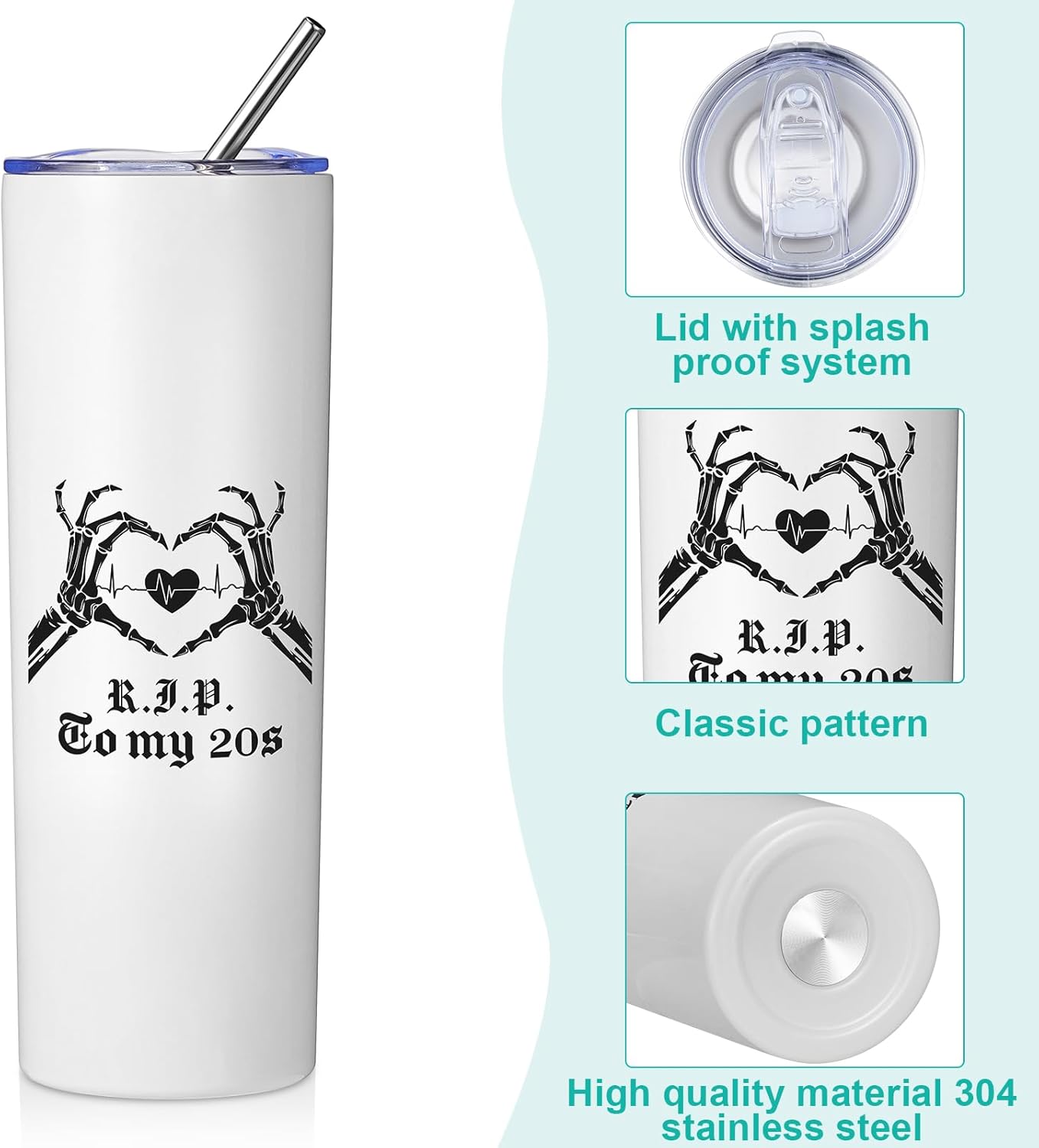 Maxcheck Rip to My 20s – Decoraciones de cumpleaños, 2 tazas góticas de regalo de cumpleaños número 30, vaso de cumpleaños de 20 onzas, regalo de