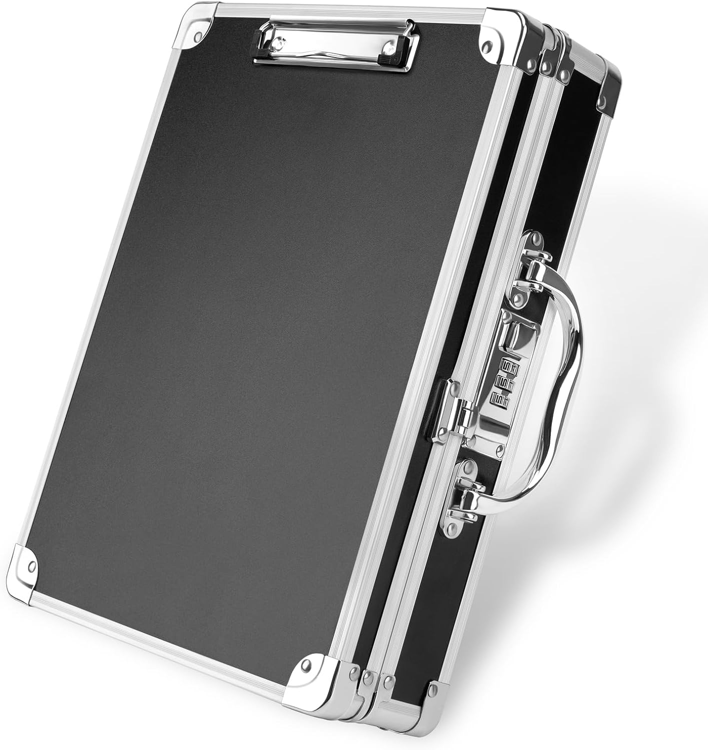 Portapapeles con cerradura de combinación portapapeles con maletín de almacenamiento, caja resistente de metal de aluminio con asa, portapapeles de