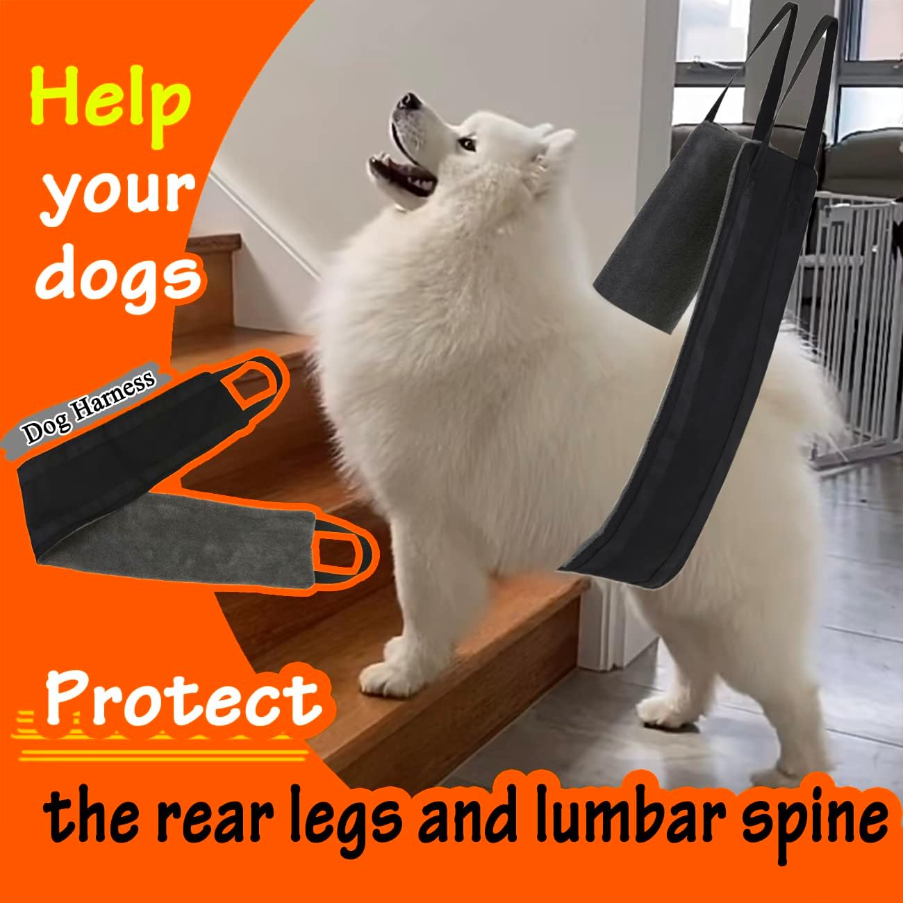 Arnés de elevación para perros para patas traseras, cómodo soporte para patas traseras para perros grandes para ayudar a los perros grandes a subir