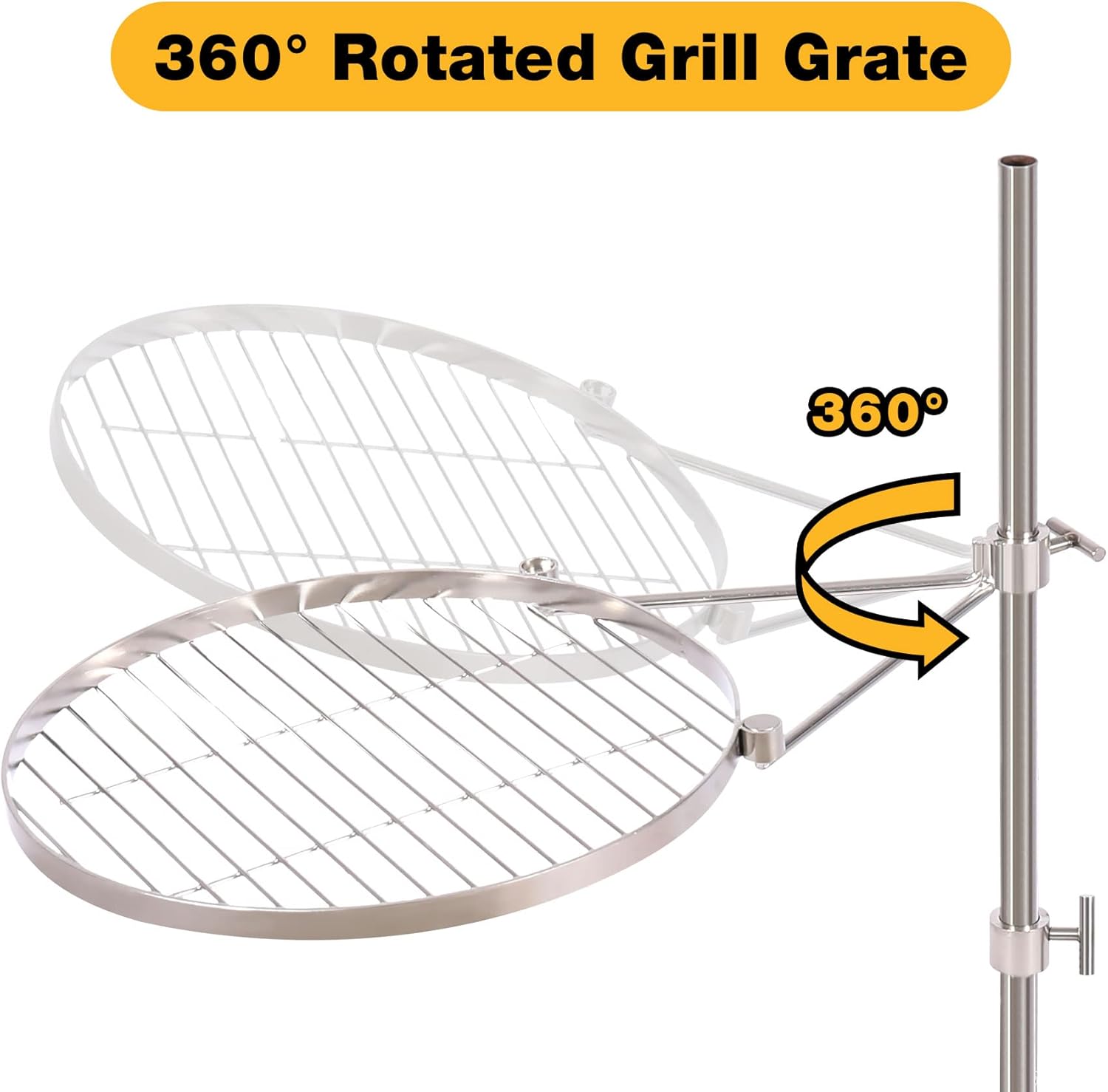 REDCAMP Parrilla giratoria para fogata con base resistente, parrilla portátil de acero inoxidable para barbacoa al aire libre para cocinar con llama