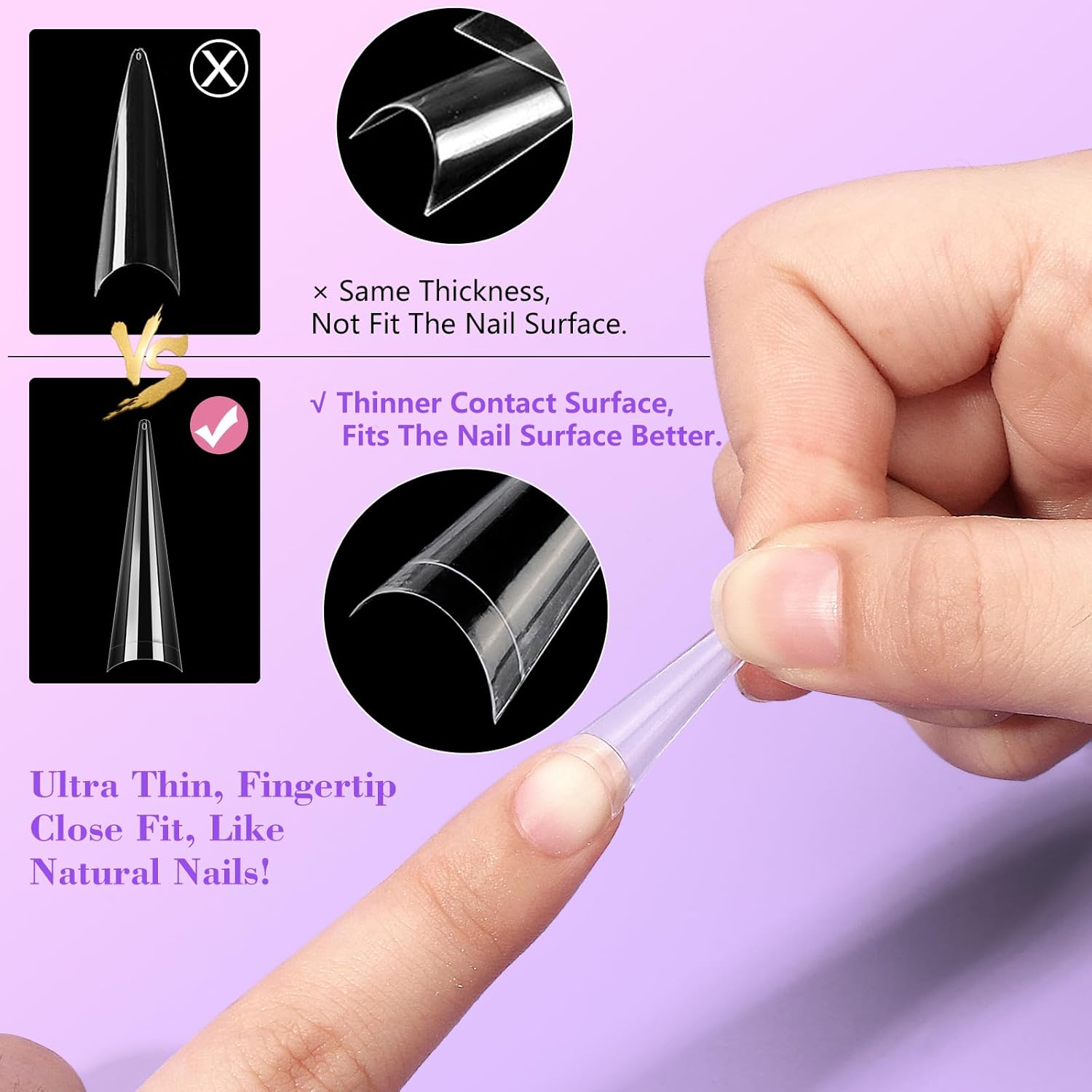 Puntas de uñas transparentes de aguja para uñas acrílicas, puntas de uñas postizas tipo stiletto largas XXL, puntas de uñas acrílicas de forma