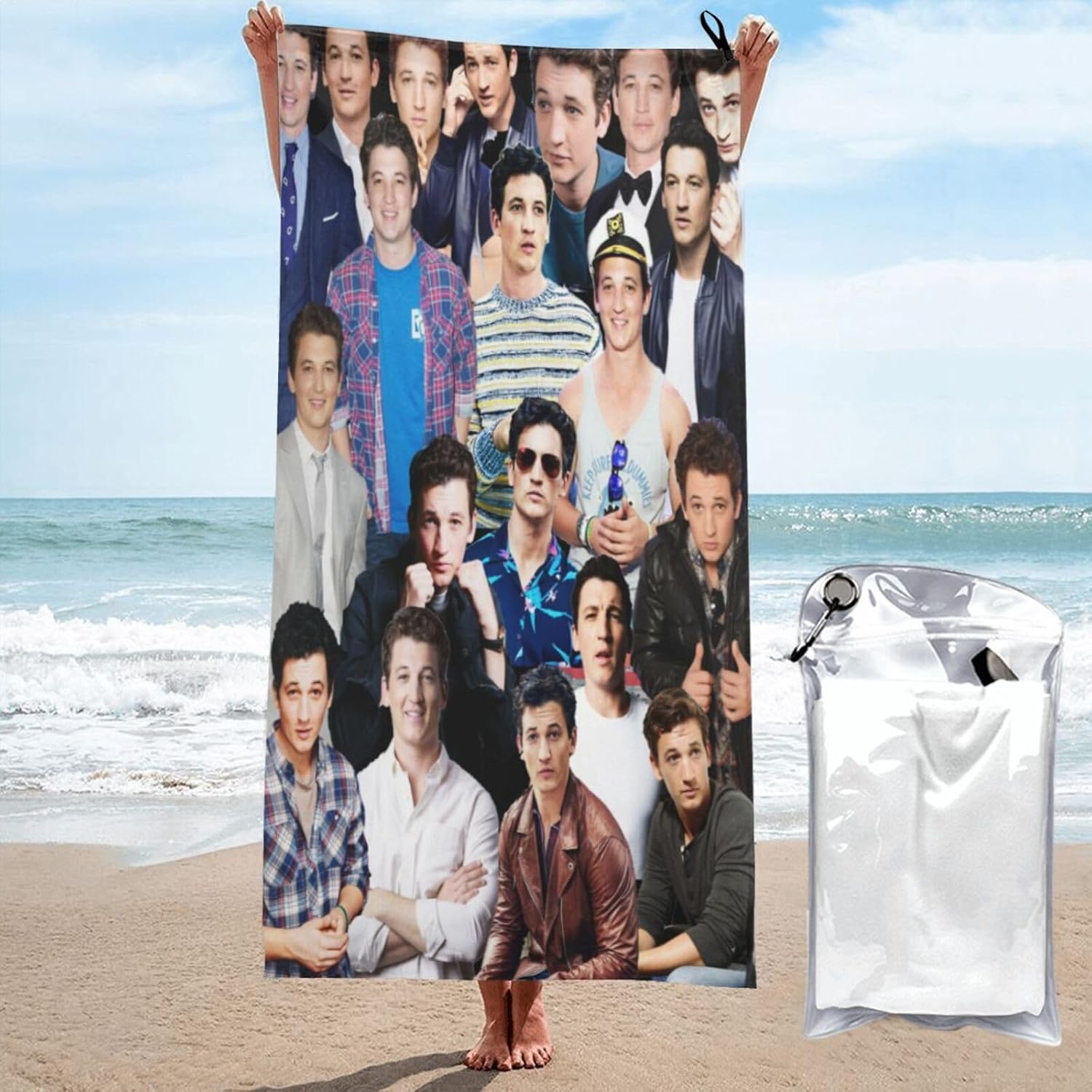 Miles Teller – Toalla de playa de microfibra ligera de secado rápido, toalla de baño de secado rápido, toallas de baño para viajes, playa, gimnasio,