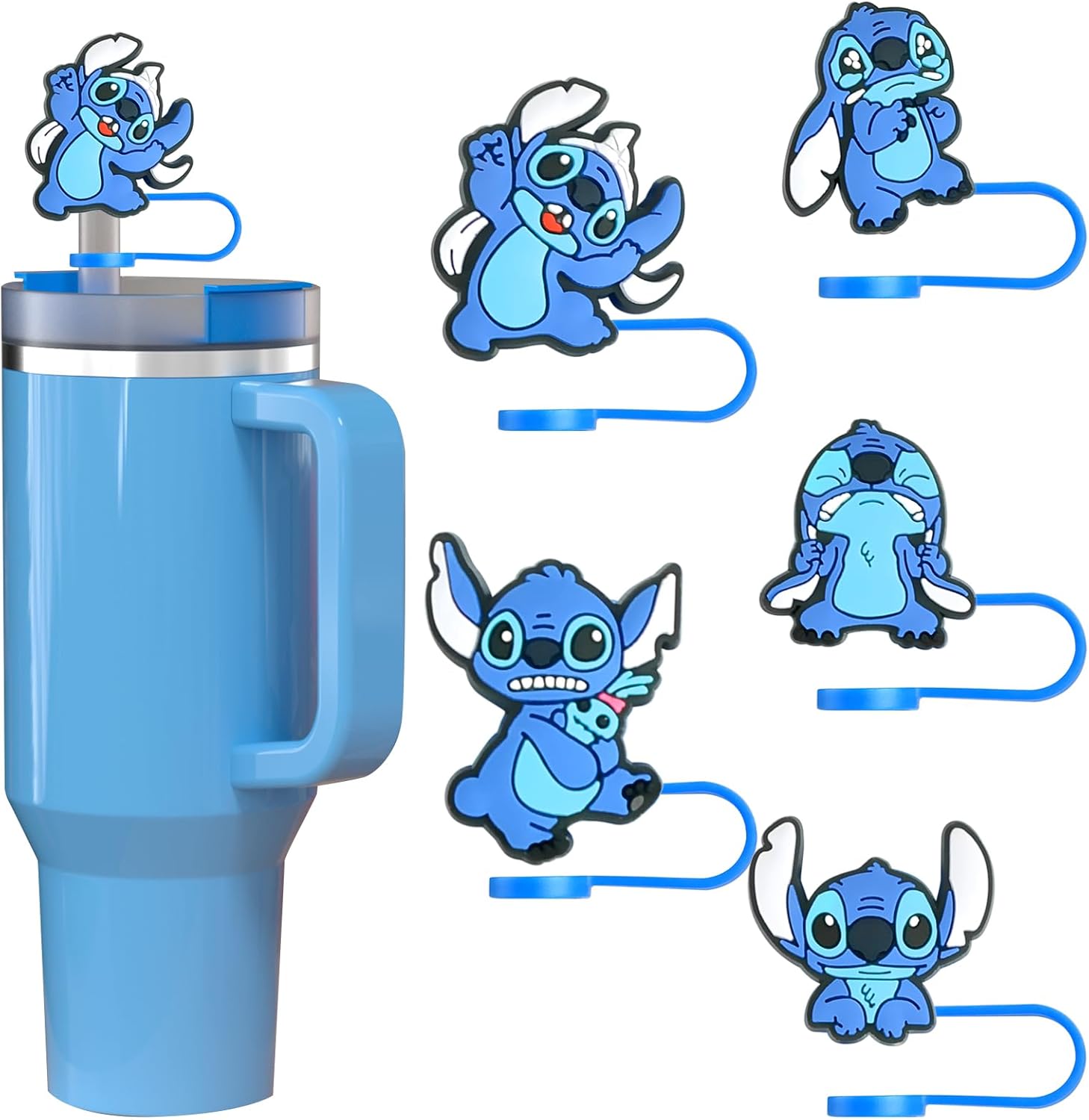 Stanley – Tapa de paja de 0.394 in, 5 tapas de paja para vaso Stanley de 30 onzas y 40 onzas, divertidas cubiertas reutilizables de punta de popote