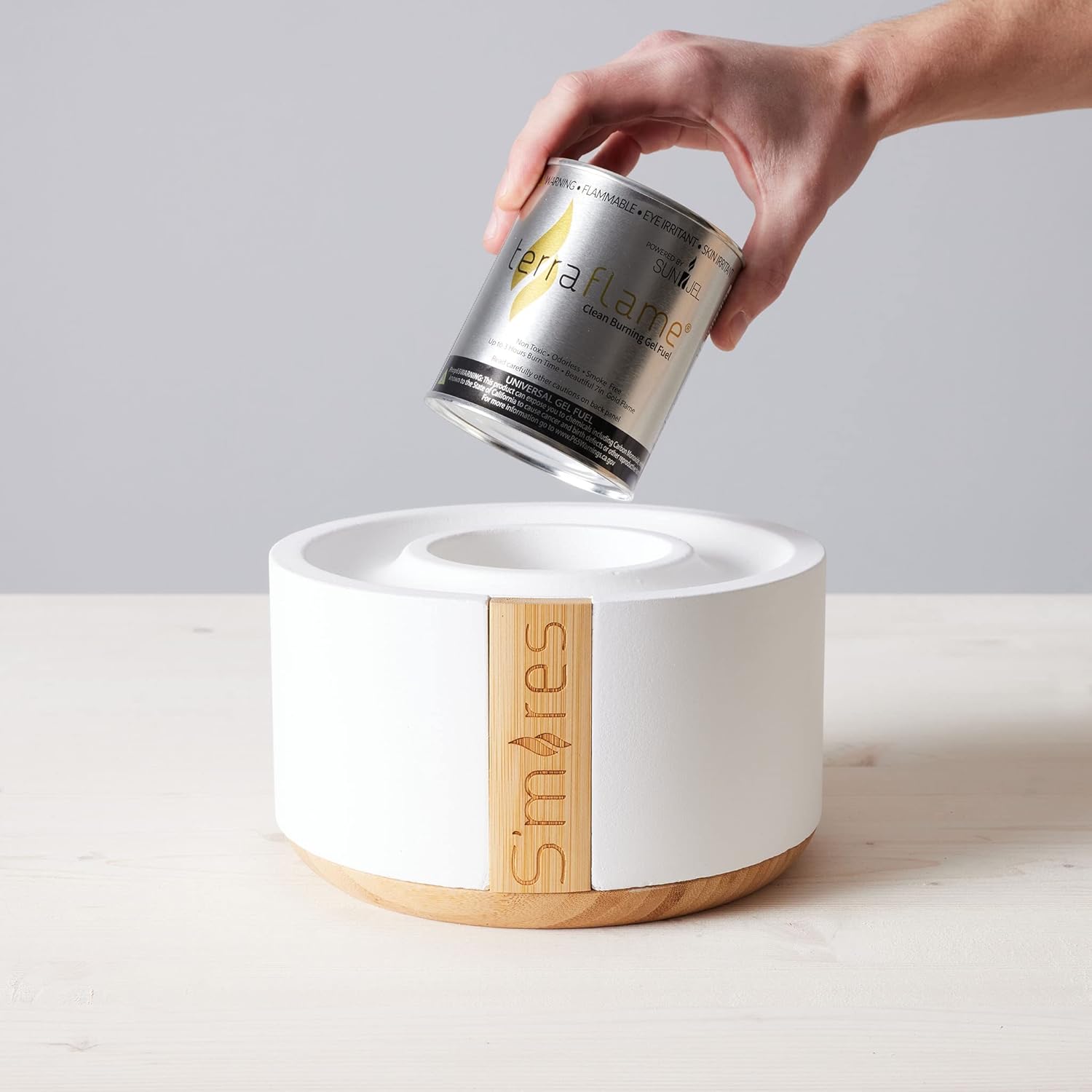TerraFlame – Tostador portátil para interiores y exteriores, sin humo, gel de combustible, combustible, S’mores, color blanco