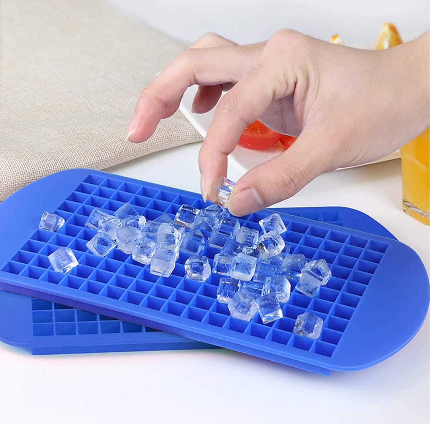 Mini bandejas de silicona para cubitos de hielo, paquete de 3, 160 moldes para cubitos de hielo triturados, pequeños cubos de hielo de fácil