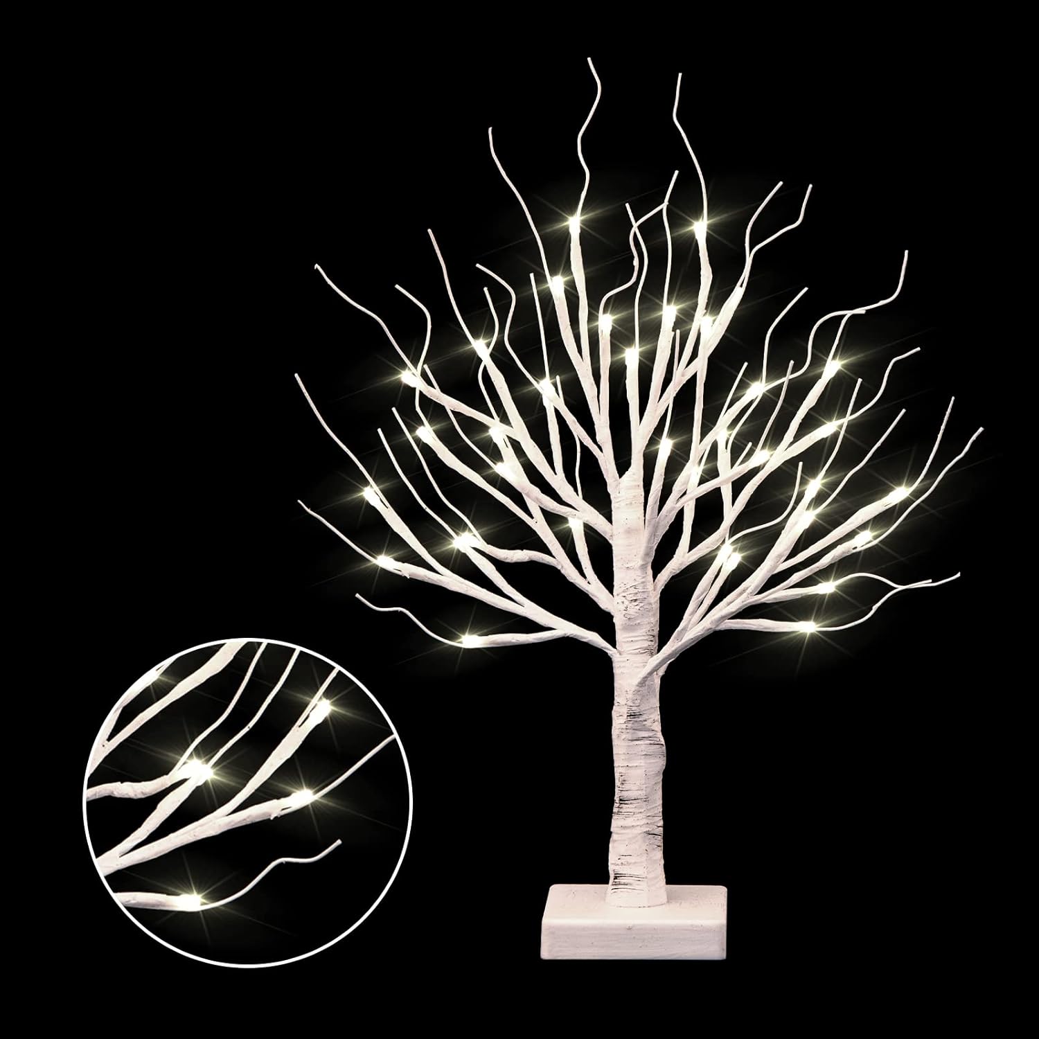 BDUSXYZ Árbol de abedul iluminado con 36 luces LED para decoraciones de San Patricio, juego de 2 árboles artificiales iluminados, árbol bonsái de