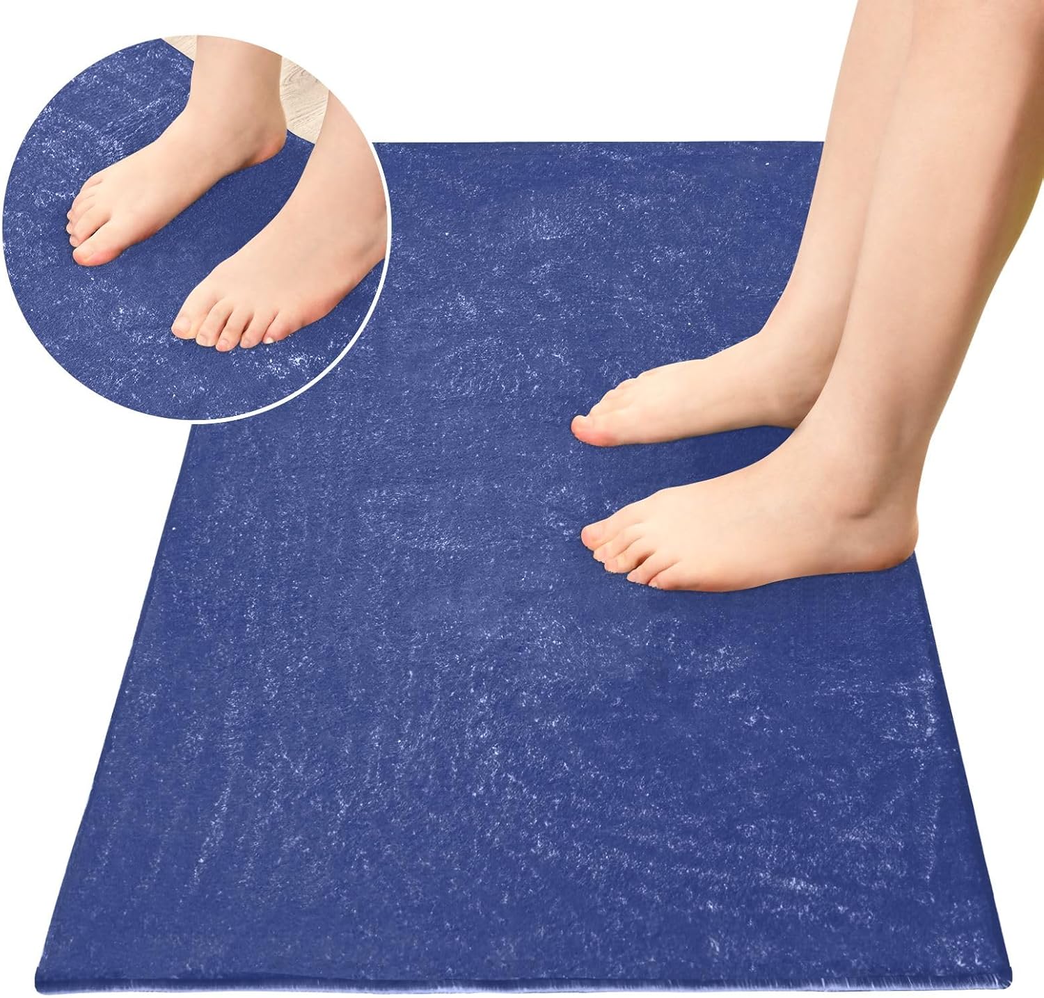 Joisal Alfombra de baño absorbente azul mineral oscuro, cómoda alfombra de baño antideslizante, duradera y suave, 39 x 20 pulgadas