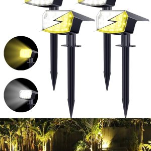 Biling Luces solares 3 en 1 cálidasblancasnaturales para exteriores, paquete de 4 luces solares impermeables para exteriores, iluminación solar de Biling Luces solares 3 en 1 cálidasblancasnaturales para exteriores, paquete de 4 luces solares impermeables para exteriores, iluminación solar de