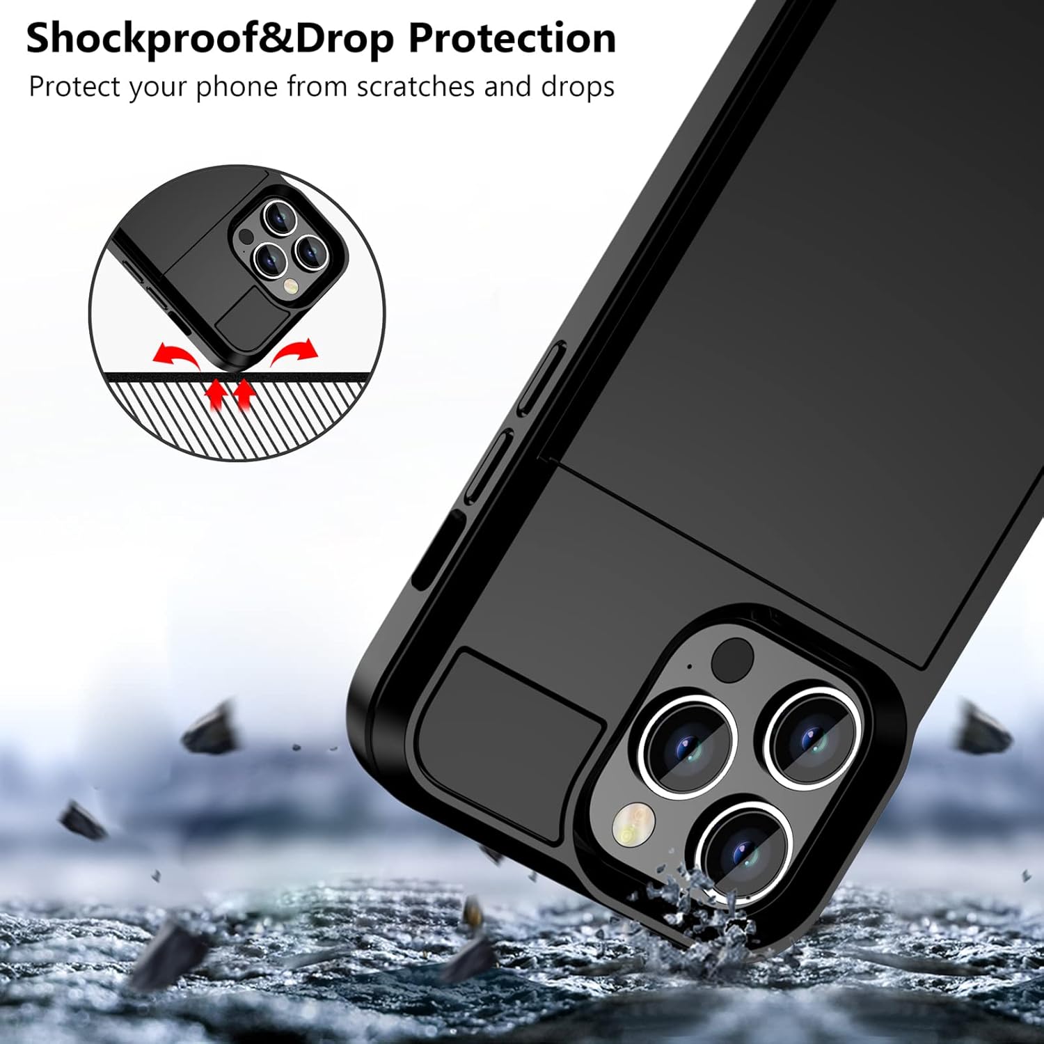 Vofolen Funda para iPhone 14 Pro, cartera para tarjeta de crédito, ranura de identificación, puerta corredera, bolsillo oculto, para hombres y