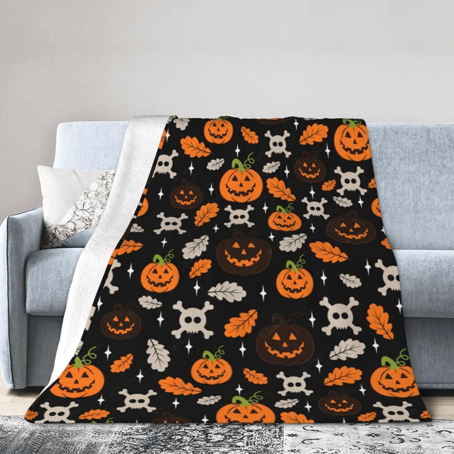 Manta de microforro polar ultrasuave para Halloween, ligera, mullida y cálida, manta de franela de Halloween para sofá, cama, sala de estar, 50 x 40