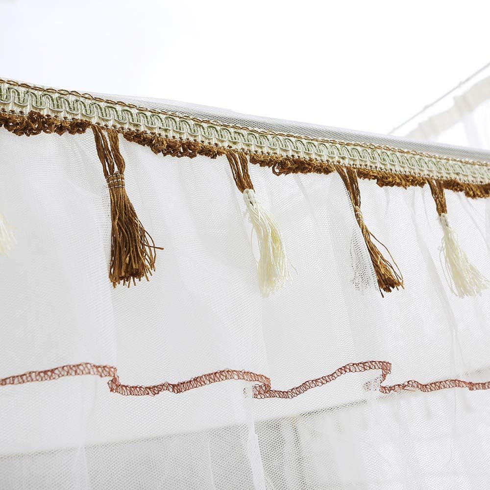 JQWUPUP Cortinas de cama con dosel, mosquitera de 4 esquinas con volantes princesas, dosel de cama para niñas y niños, cuna, decoración de