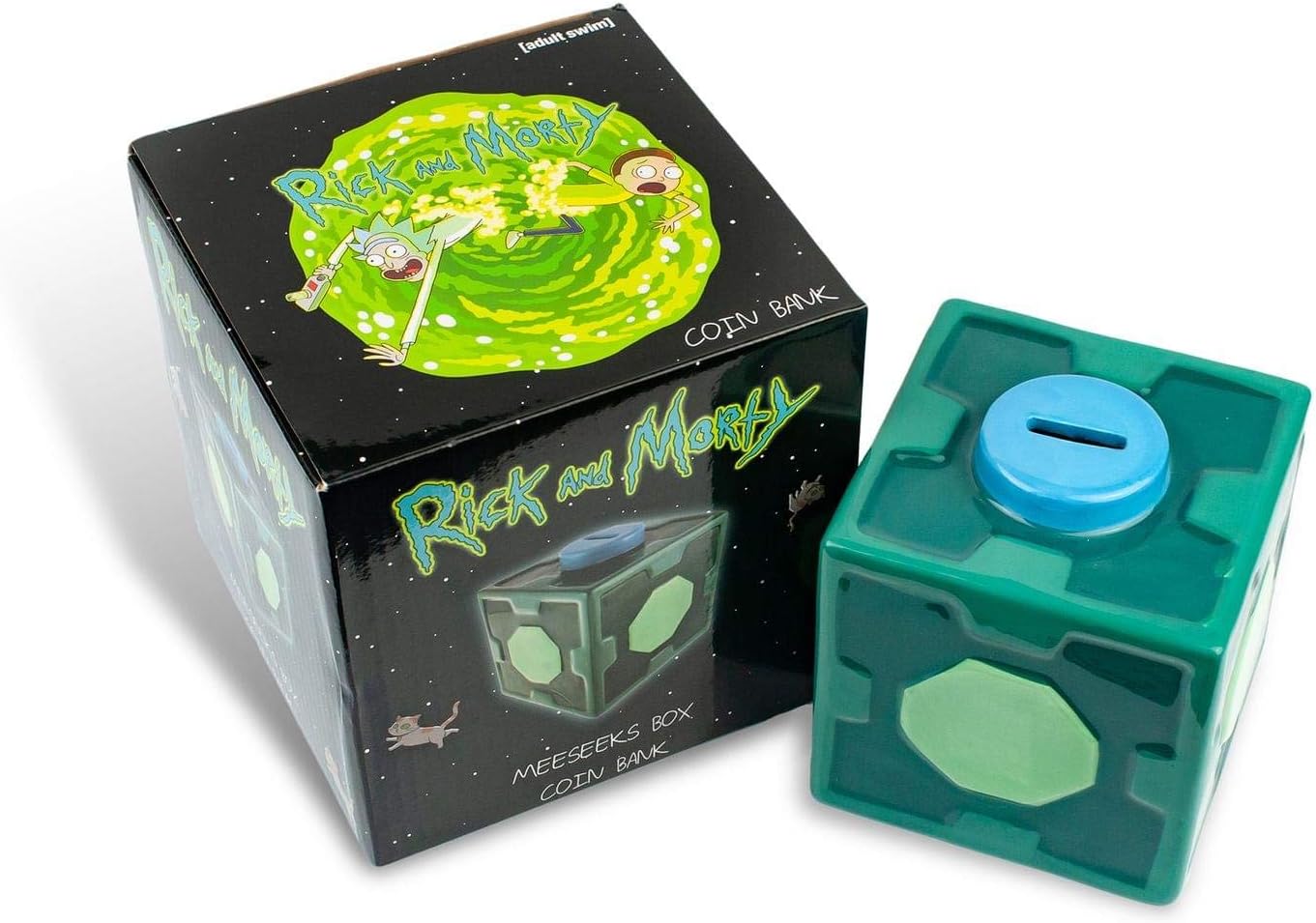 Caja Meeseeks de Rick and Morty, 412″, alcancía de cerámica para colección.