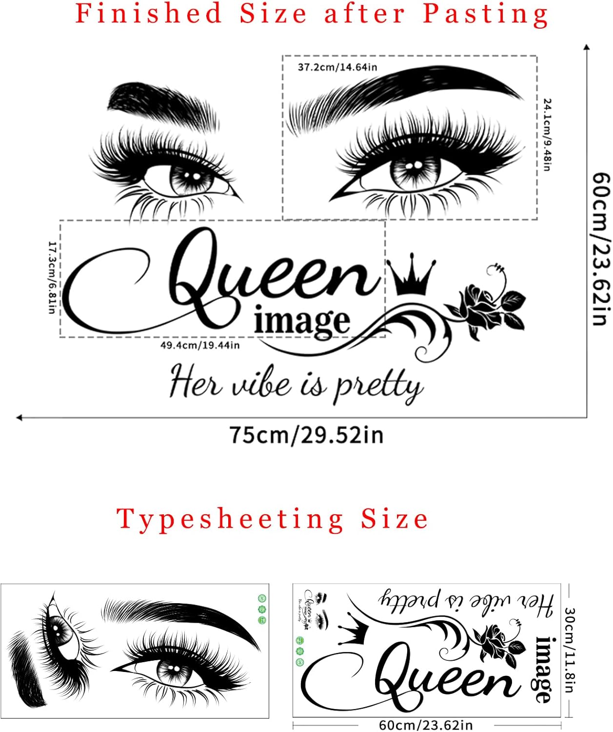 Dechom Queen Vibes – Calcomanías de pared con citas inspiradoras, ojos sexys, palabras motivacionales, calcomanías de pared para mujeres y niñas,